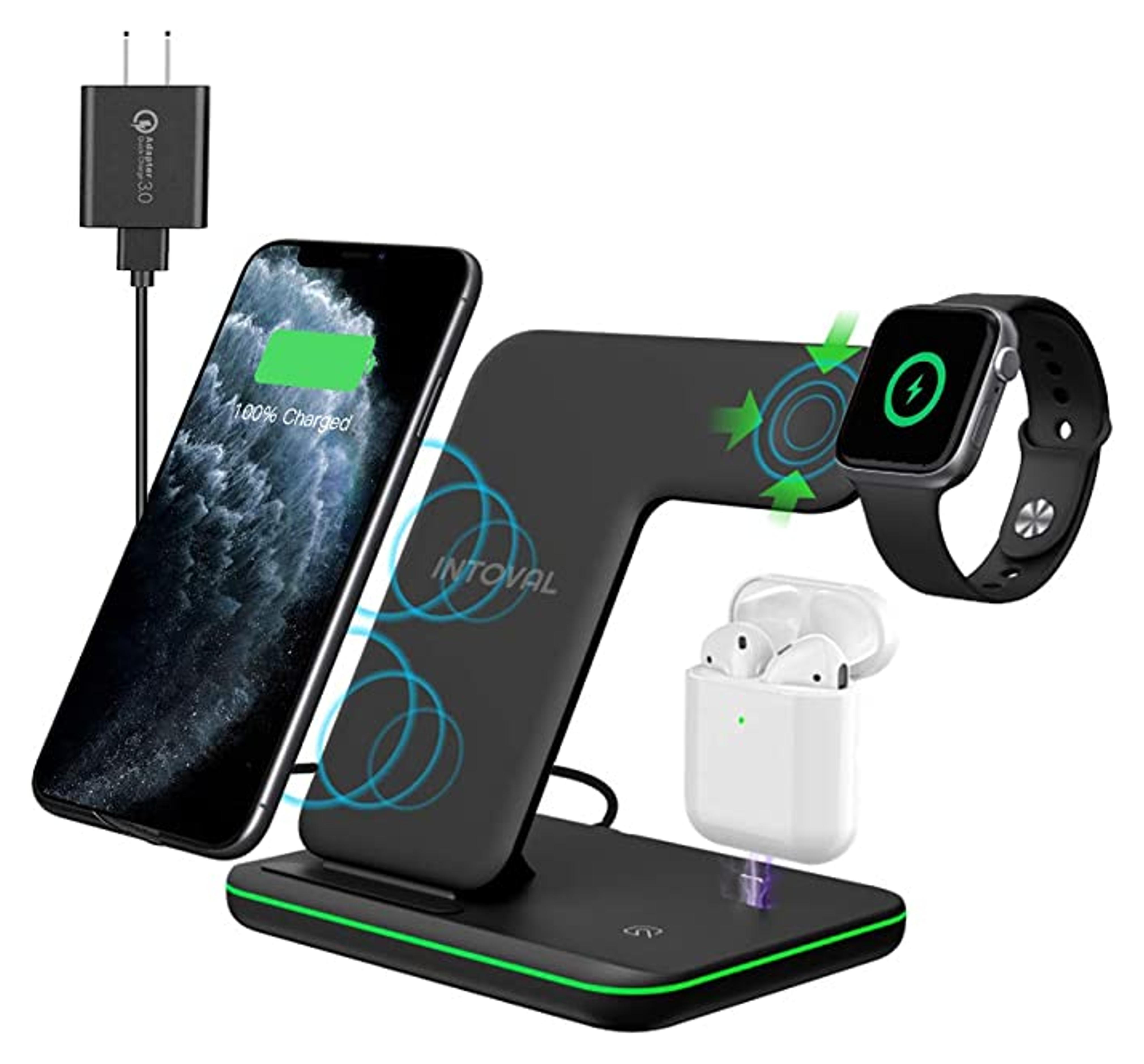 Amazon.com: Intoval Wireless Charger, 3 in 1 Charger for iPhone/iWatch/Airpods, Qi-Certified Charging Station for iPhone 13/12/11/Pro/Max/XS/Max/XR/XS/X, iWatch 7/6/SE/5/4/3/2, Airpods Pro/3/2/1 (Z5,Black) : Cell Phones & Accessories