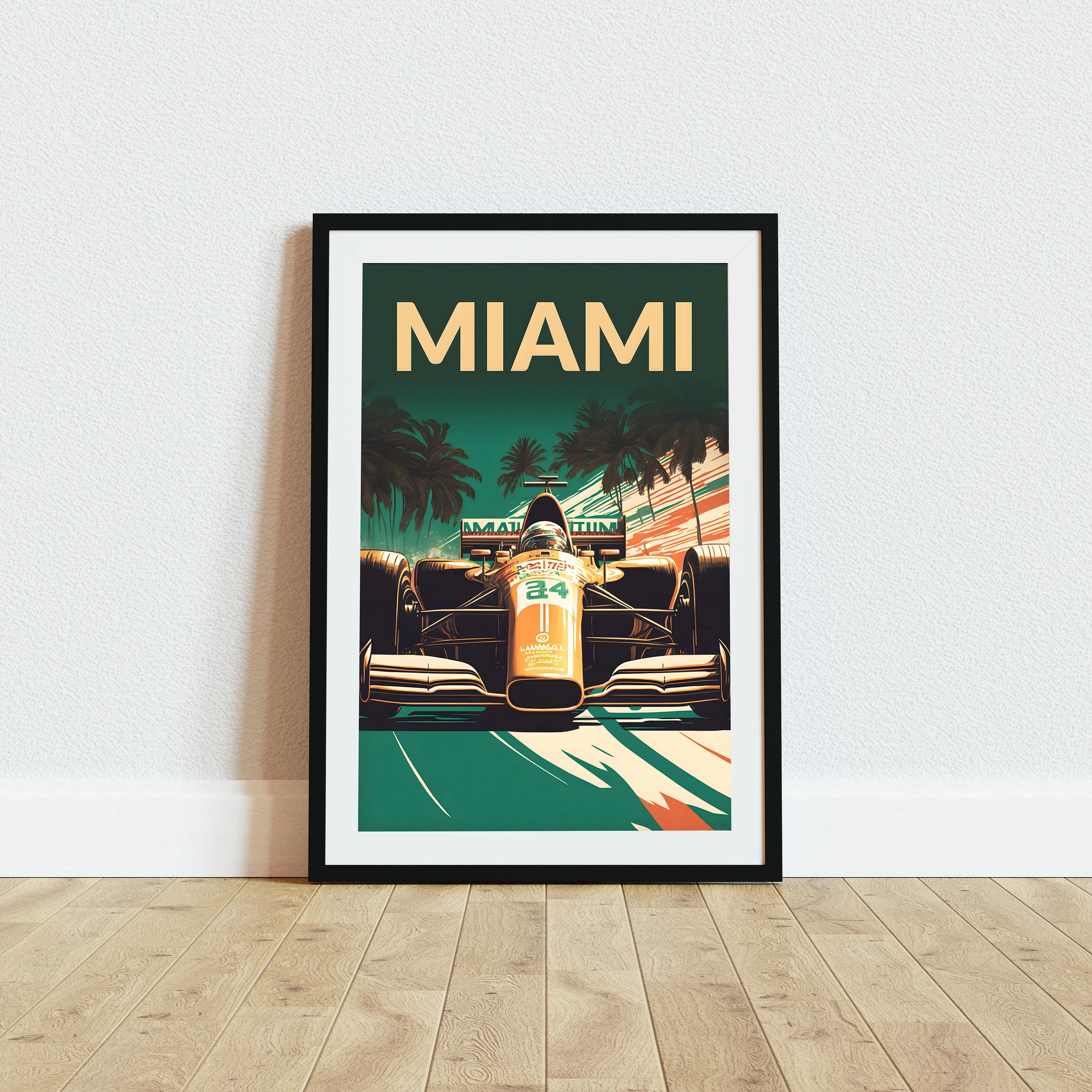 Vintage Formula 1 Style Racecar Poster Miami 1 of 5 - Etsy