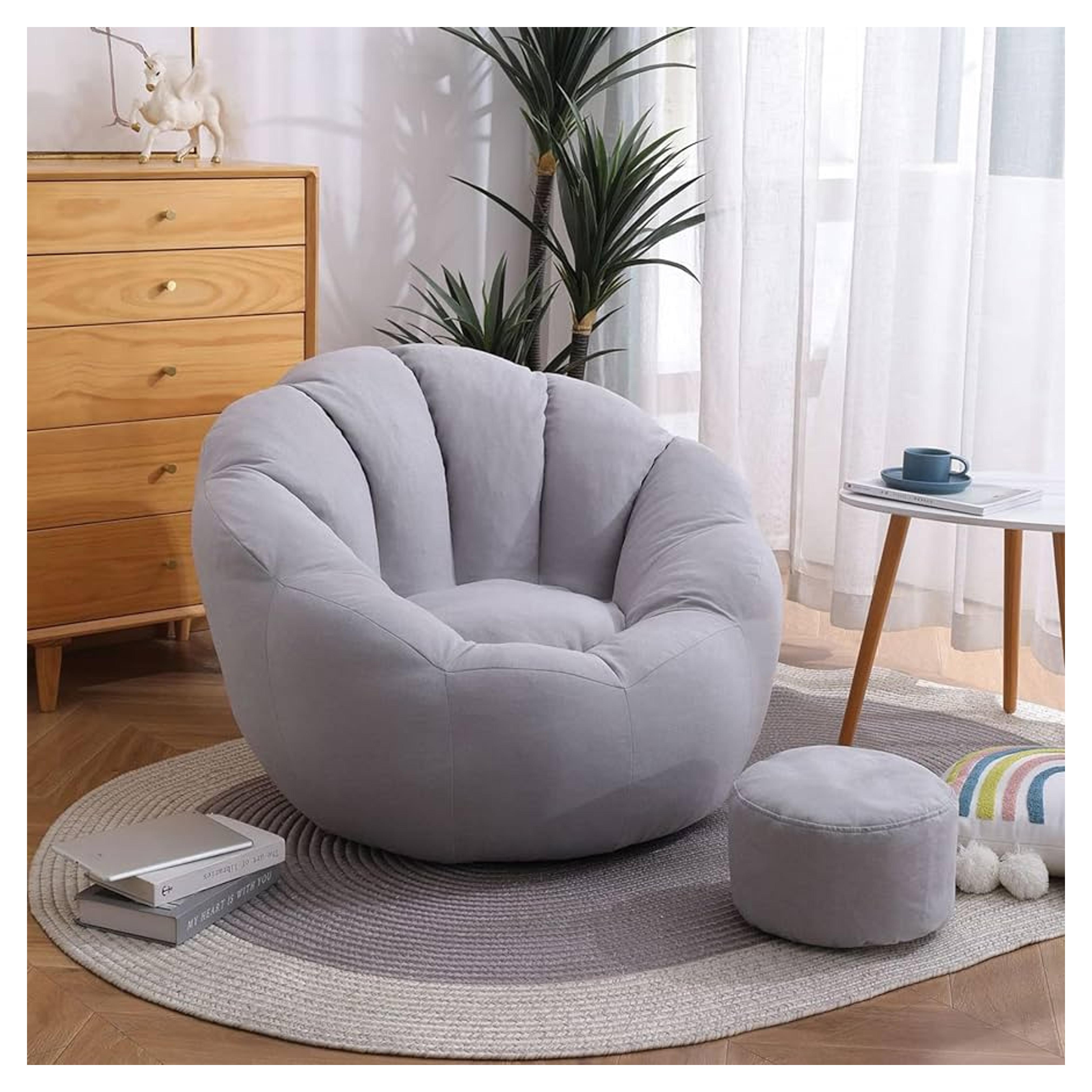 Bean Bag Chair Cover +Footstool Cover Petal-Shaped Bean Bag Chair Cover Sofa Lazy Sack Soft Beanbag Chair (No Beans) for Kids, Adults, Couples - Bean Bag Chair,Gray : Amazon.com.au: Home