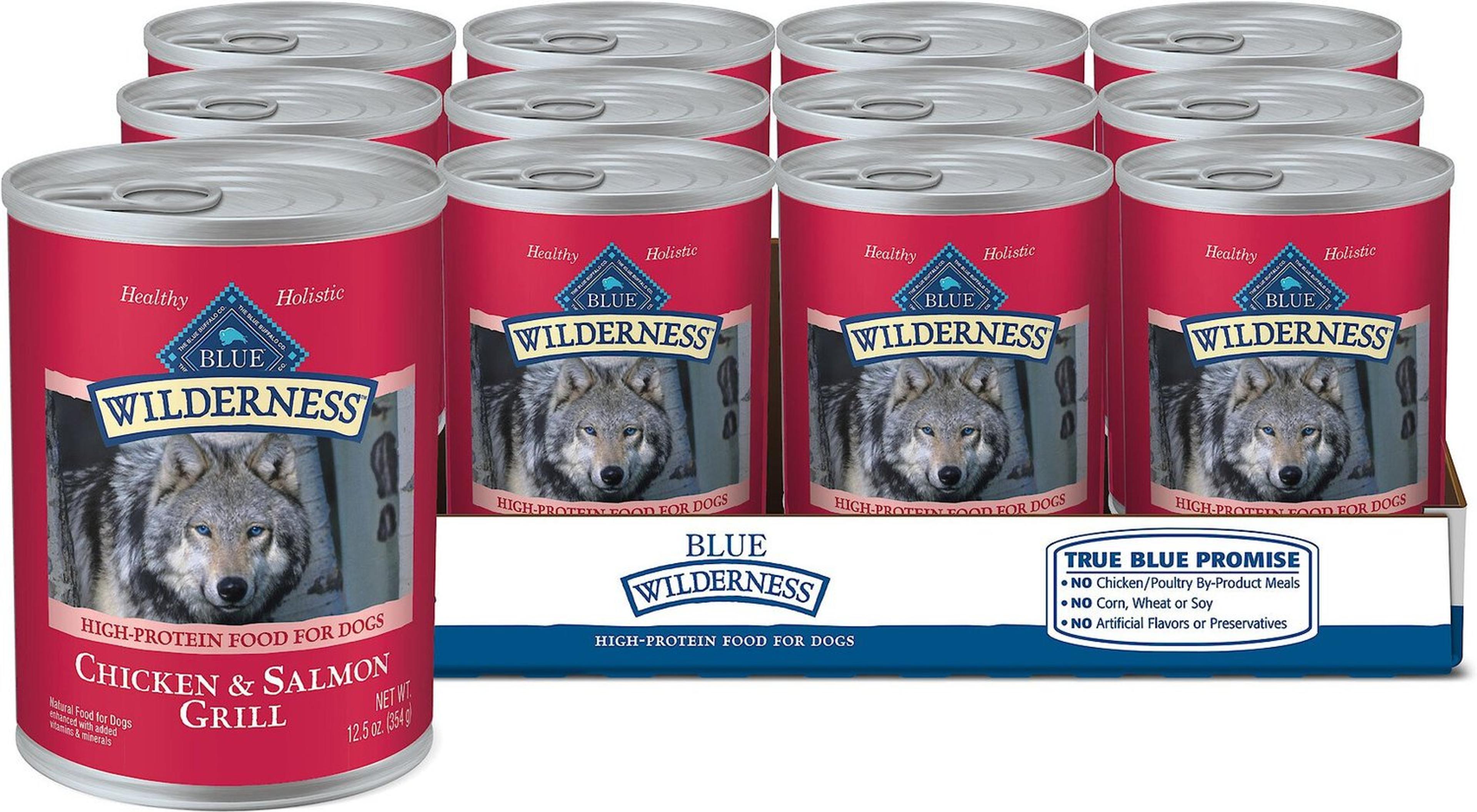 BLUE BUFFALO Wilderness Salmon & Chicken Grill Grain-Free Canned Dog Food, 12.5-oz, case of 12