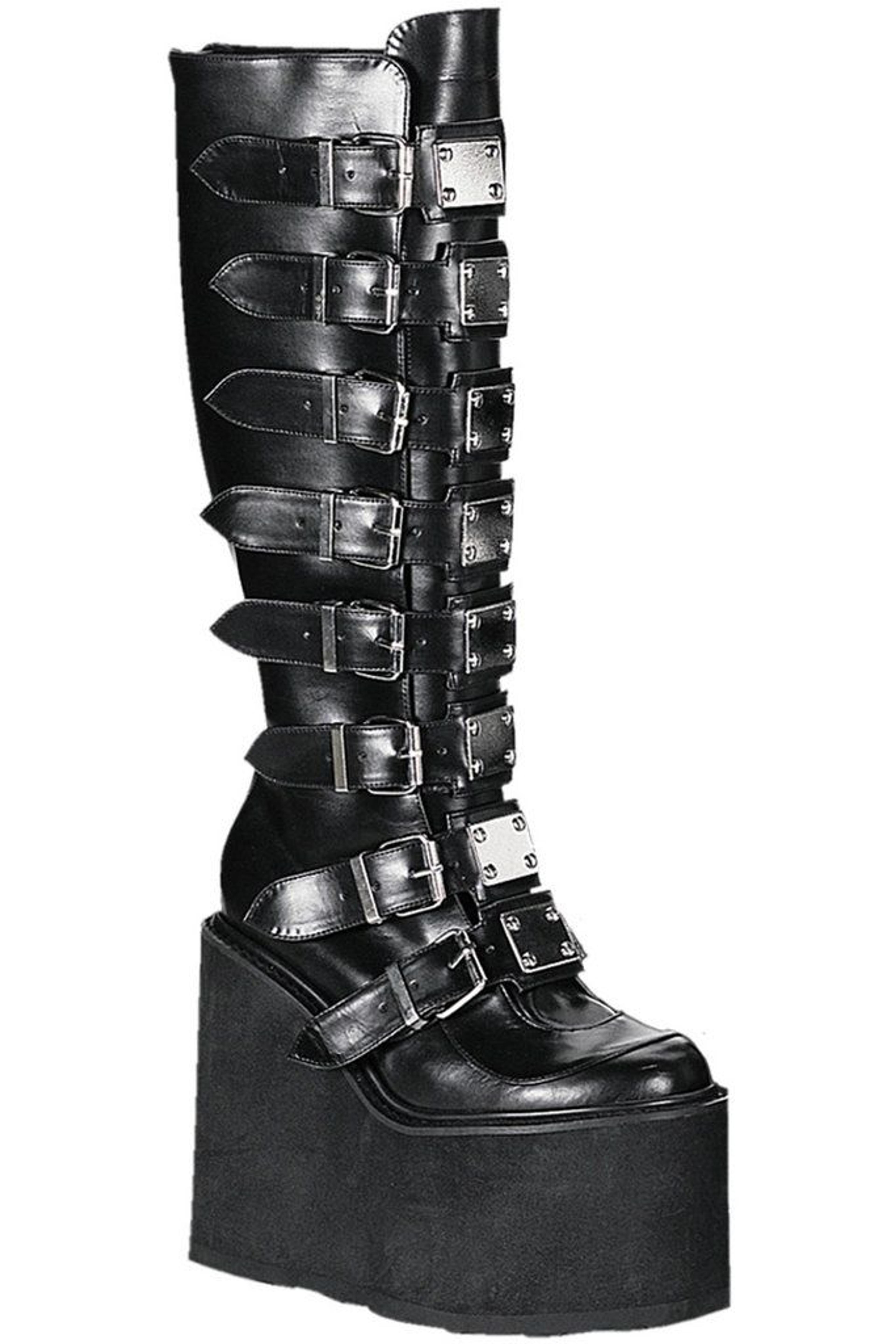 Demonia Swing 815 Goth Boots - Black Vegan Leather - 8