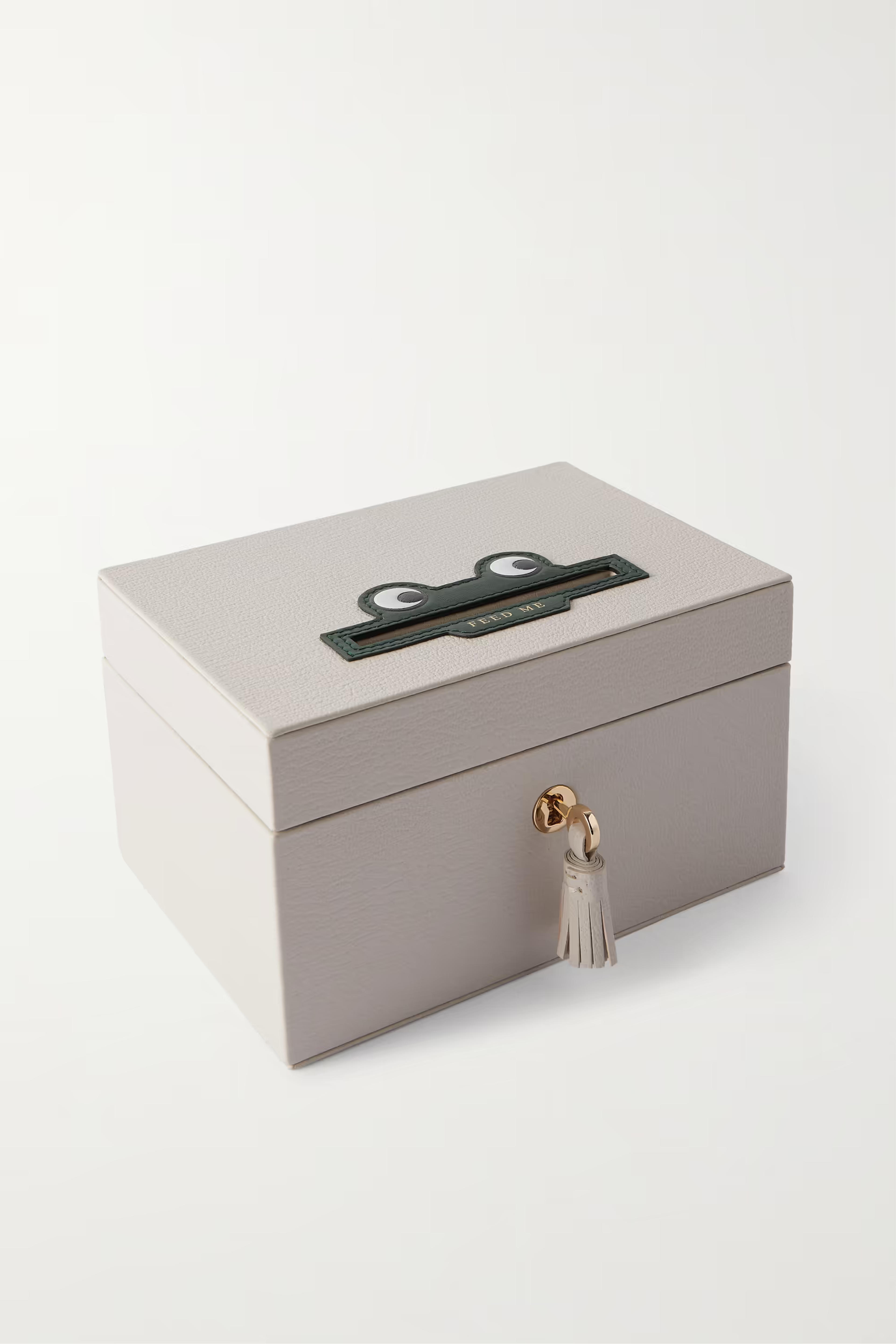 Off-white Frog small textured-leather jewelry box | ANYA HINDMARCH | NET-A-PORTER