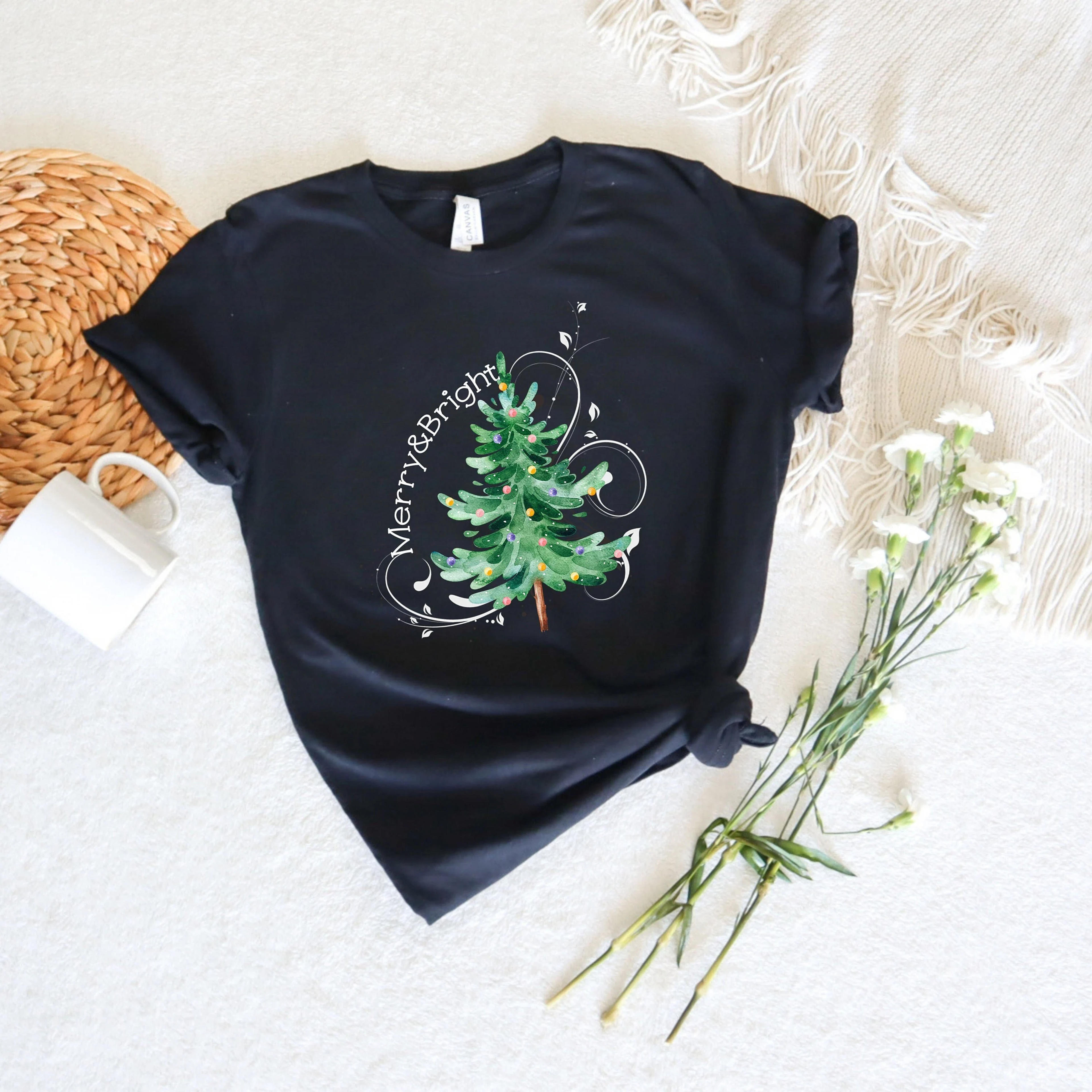 Christmas Shirts Merry and Bright Shirt Christmas Tree - Etsy