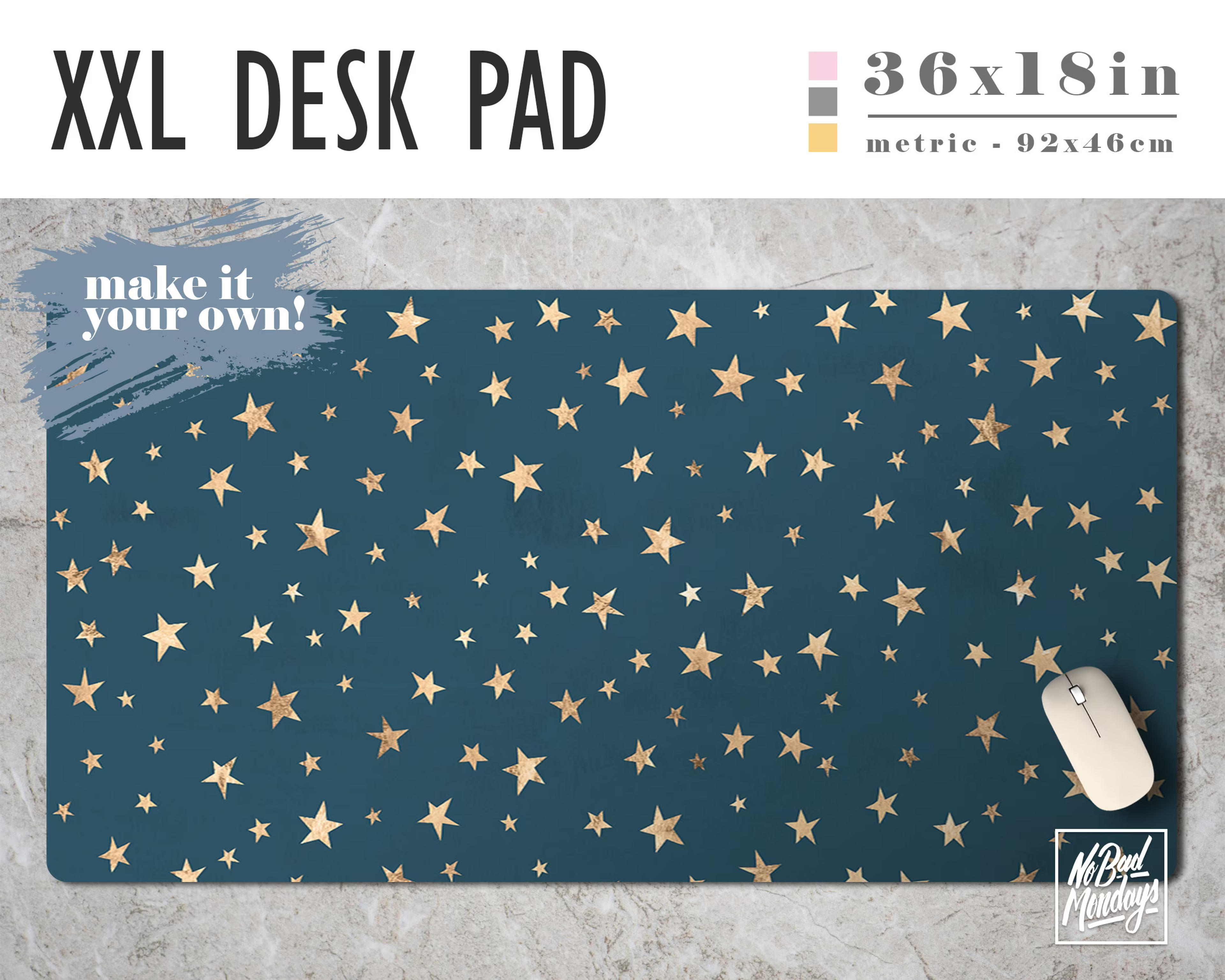 Gold Stars Print Large Desk Pad Home Office Office Decor