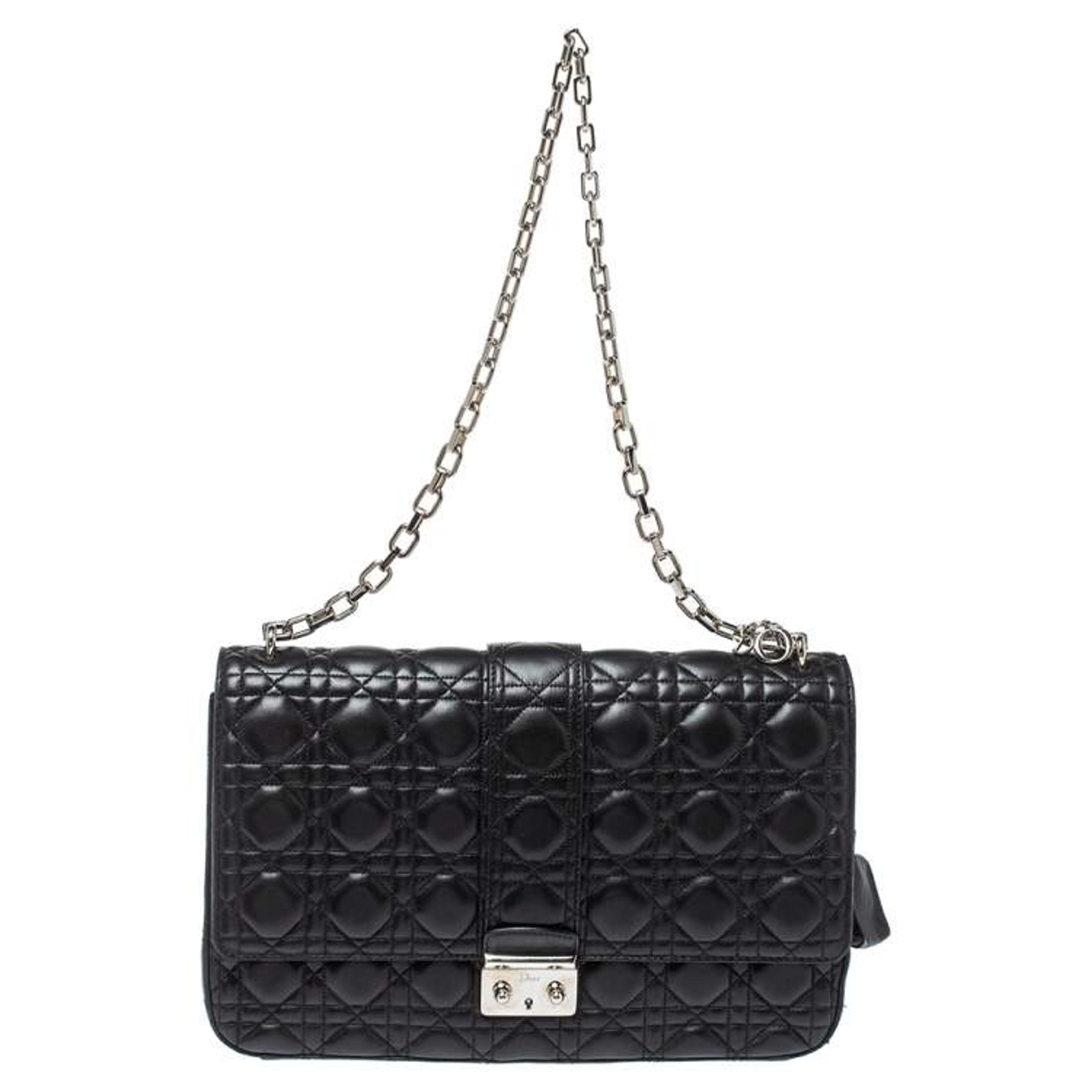 Dior Black Cannage Leather Large Miss Dior Flap Bag Dior | The Luxury Closet