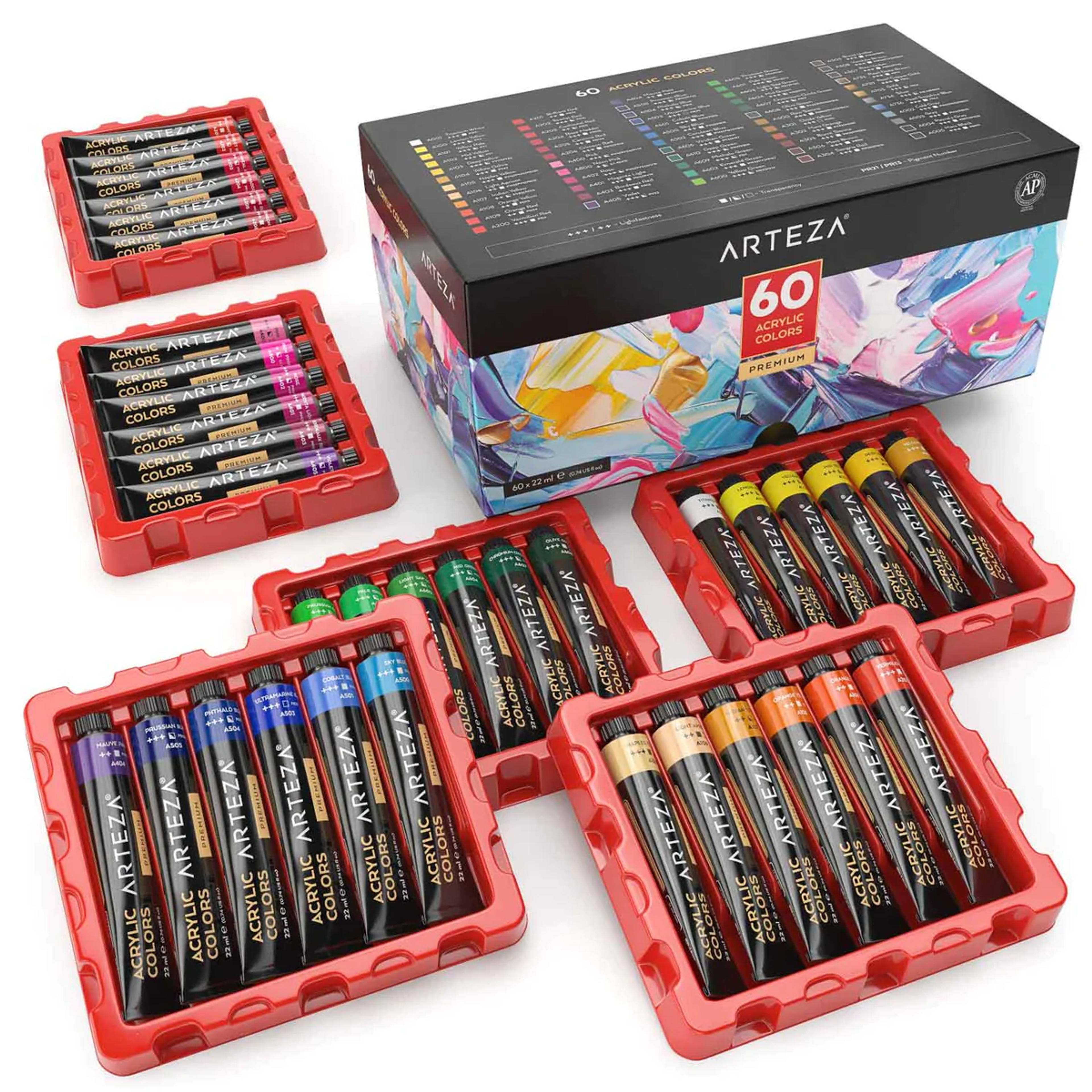 Acrylic Premium Artist Paint 22ml Tubes - Set of 60 — Arteza.com