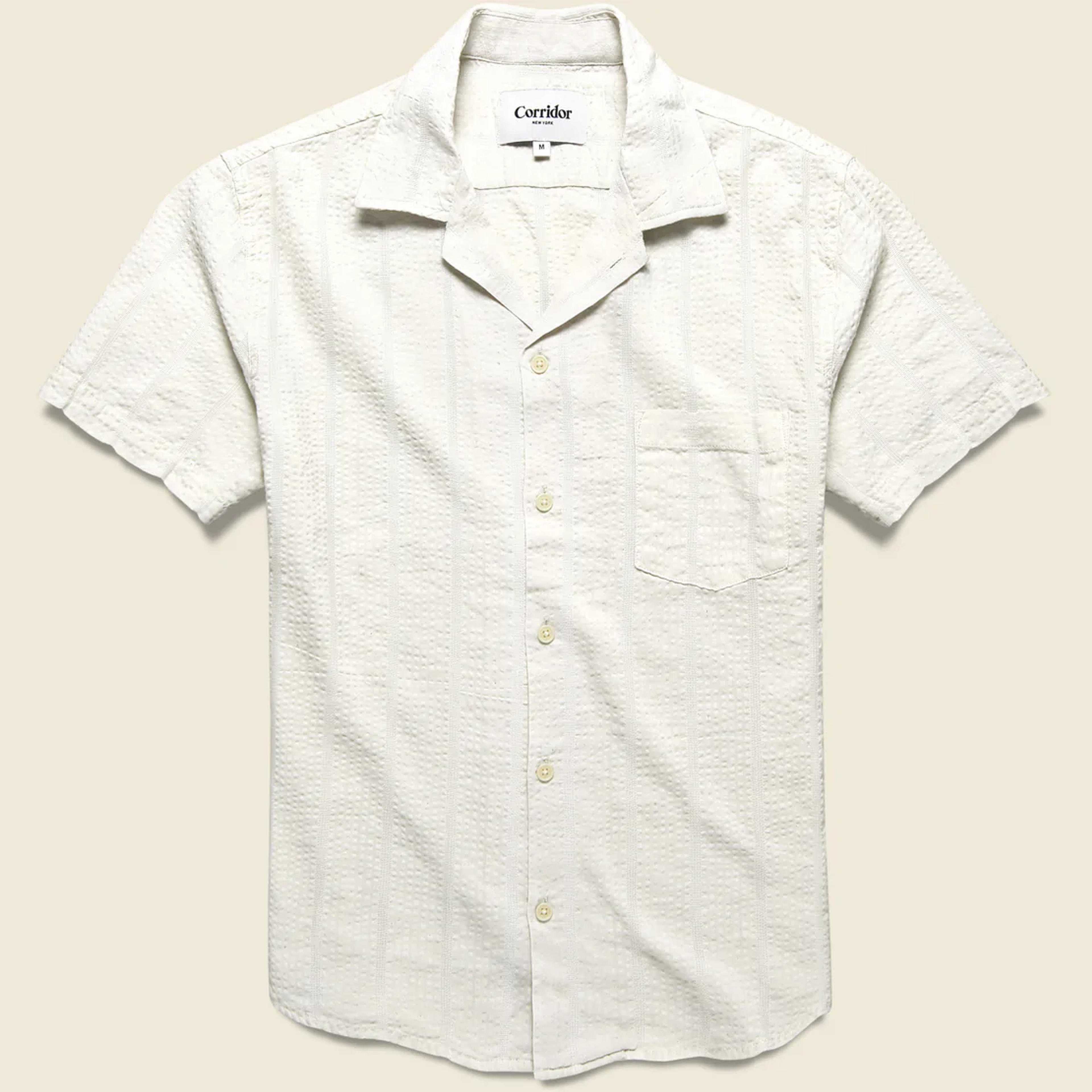 Striped Seersucker Shirt - White