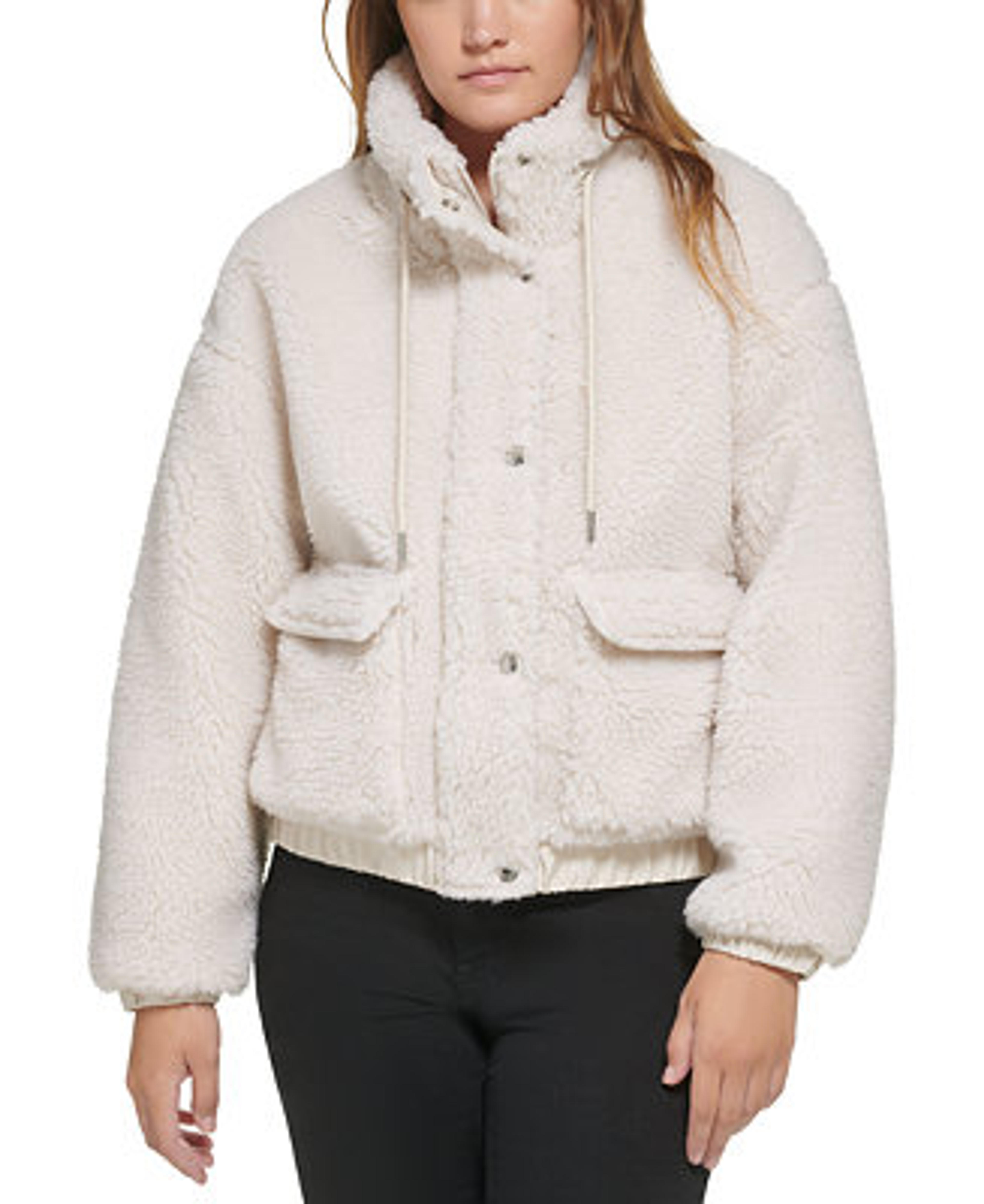 Calvin Klein Jeans Women's Oversized Sherpa Jacket & Reviews - Jackets & Vests - Juniors - Macy's