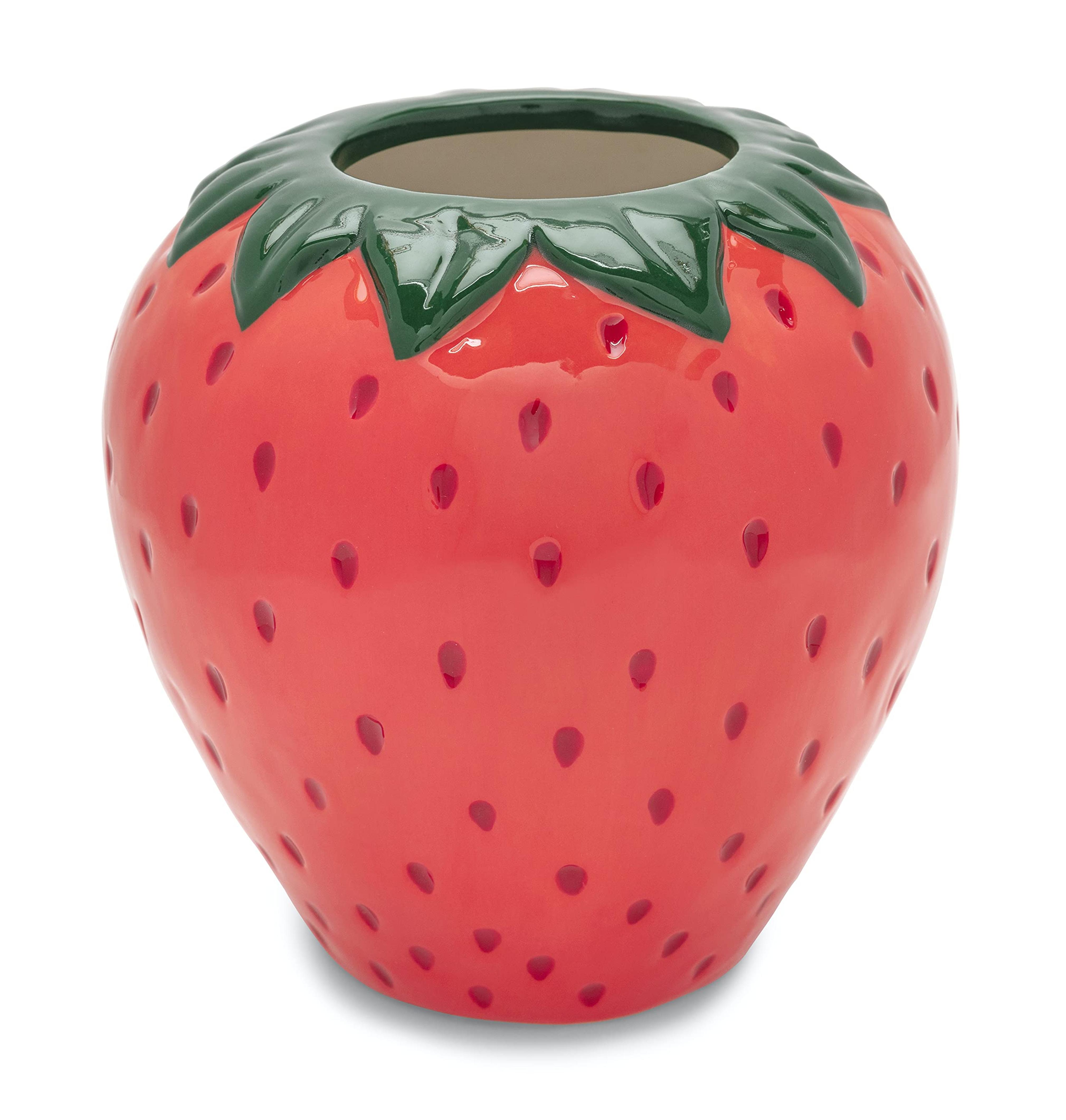 ban.do Vintage Inspired Strawberry Vase, Decorative Ceramic Vase, Large Flower Vase, Unique Strawberry Decor for Home/Kitchen/Office