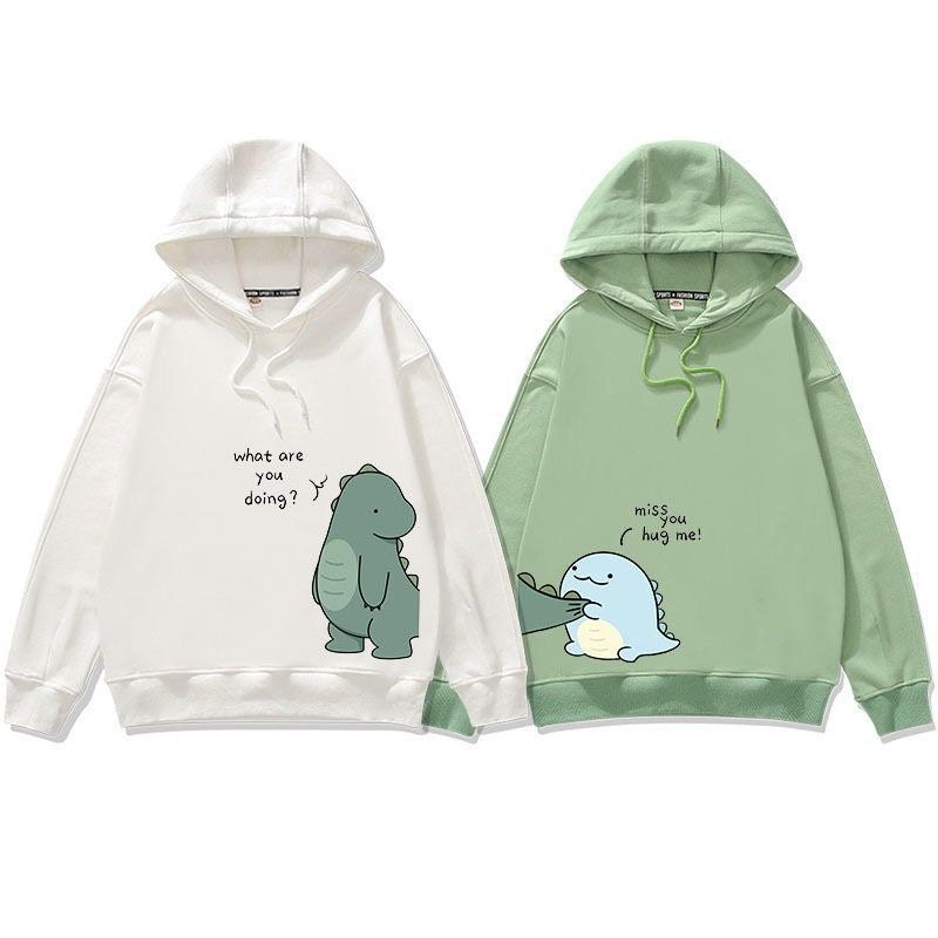 Kawaii personalized hoodies,dinosaur couples hoodies,Couple shirt,Anniversary Unisex Hoodie,Aesthetic Harajuku Kawaii Peek Sweatshirt