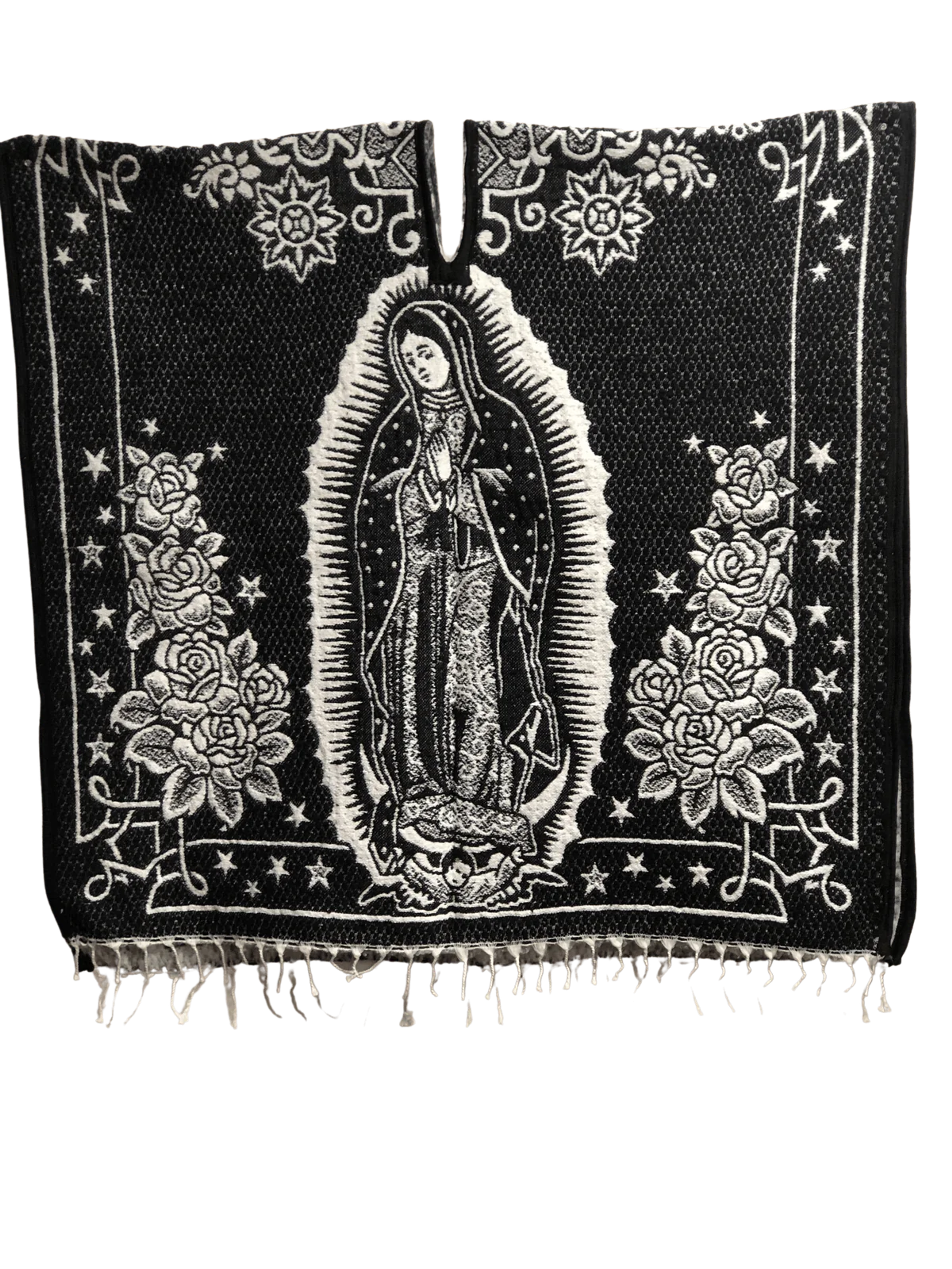 Black and White Virgen de Guadalupe Poncho/GabanDefault Title