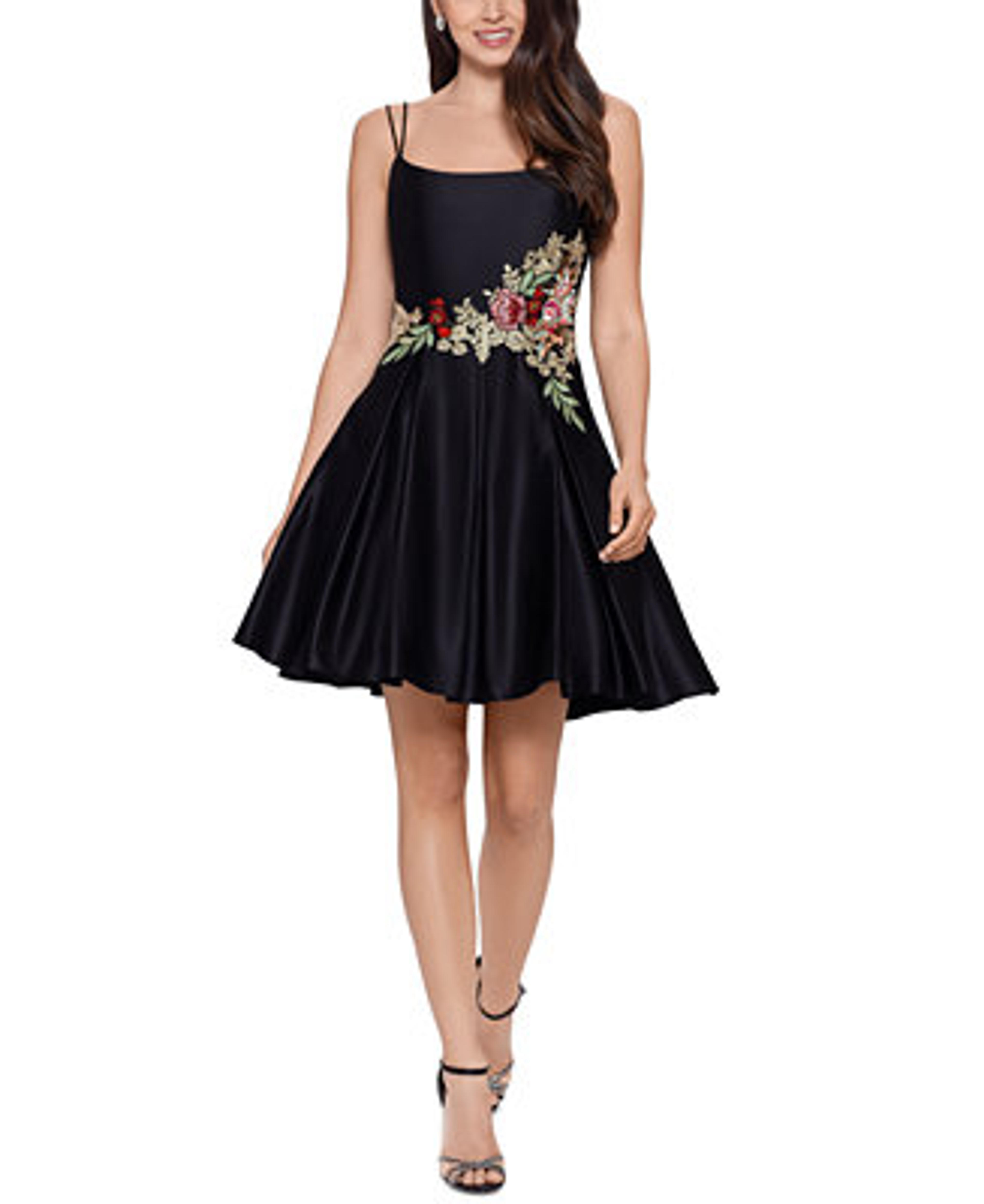 Blondie Nites Juniors' Floral-Detail Fit & Flare Dress & Reviews - Dresses - Juniors - Macy's