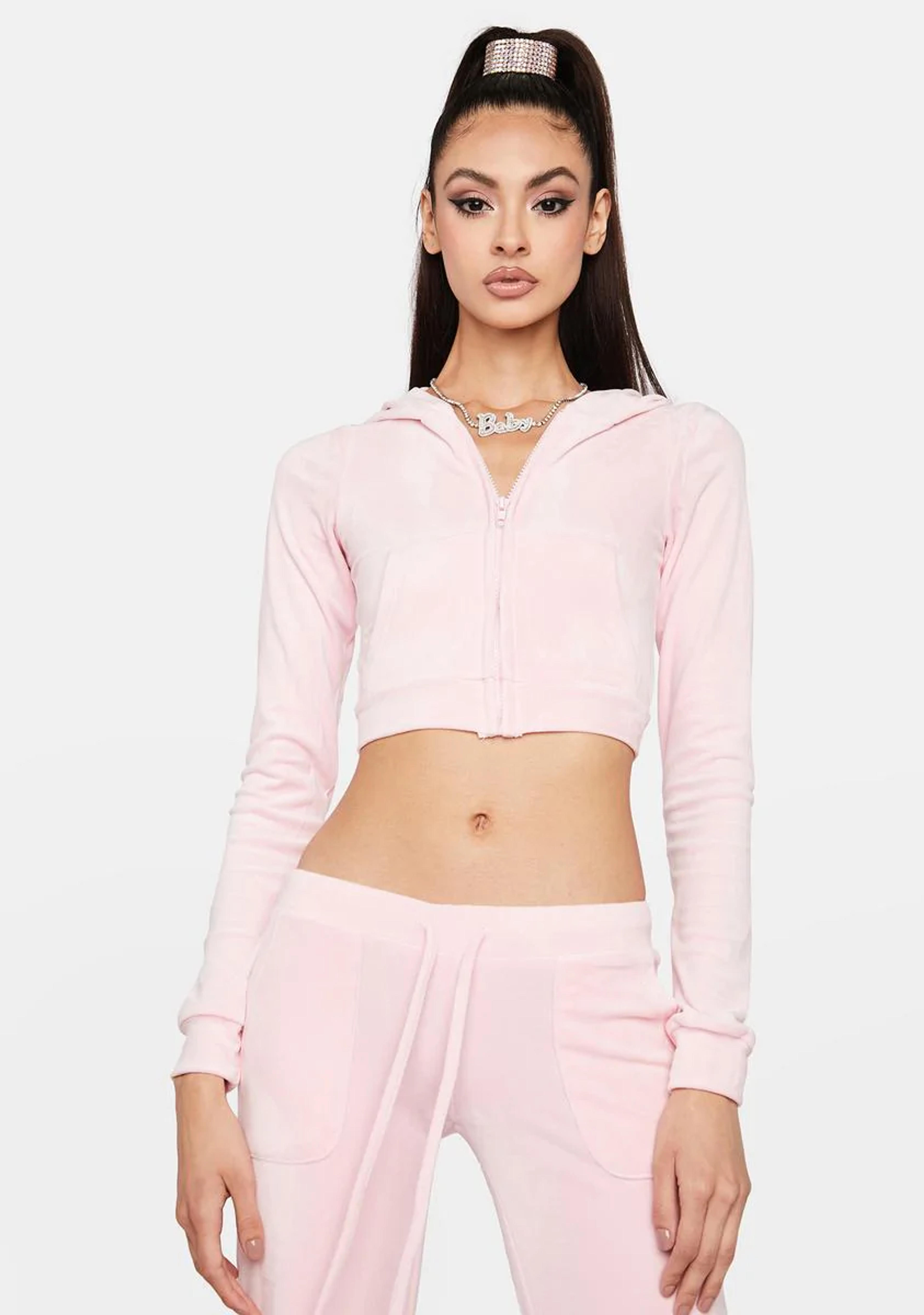 Velour Hoodie And Pants Set - Light Pink – Dolls Kill