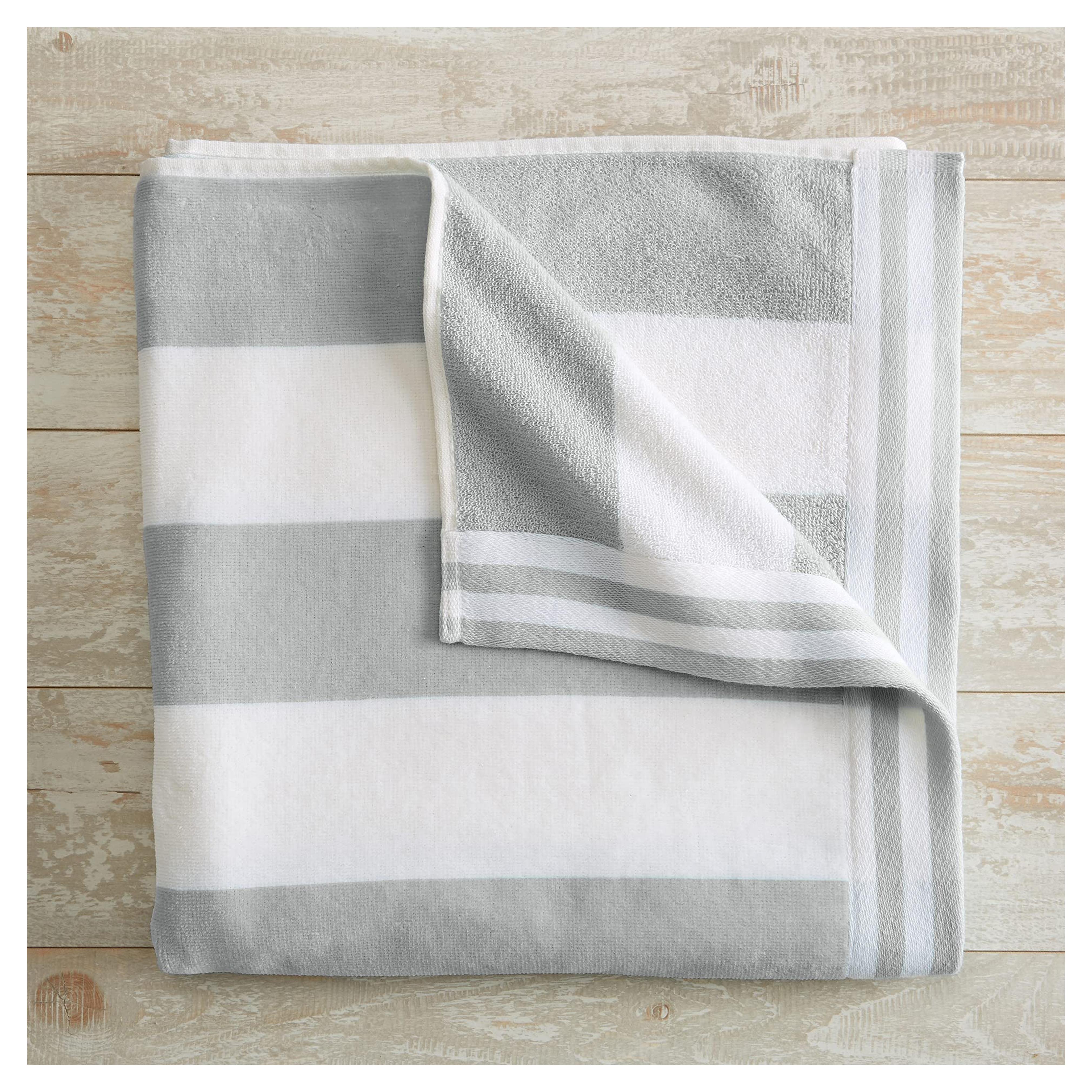 Oversized Beach Towel with 100% Cotton - XL Cabana Striped Beach Towels for Adults and Lightweight Pool Towels Oversized - Plush Extra Large Beach Towel and Quick Dry Beach Towel for Women and Men Single - 40" x 70" Pale Grey