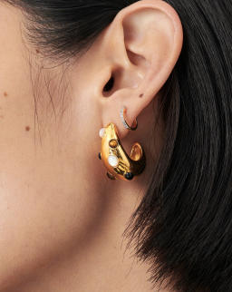 Savi Dome Medium Gemstone Hoop Earrings | 18ct Gold Plated/Multi | Missoma