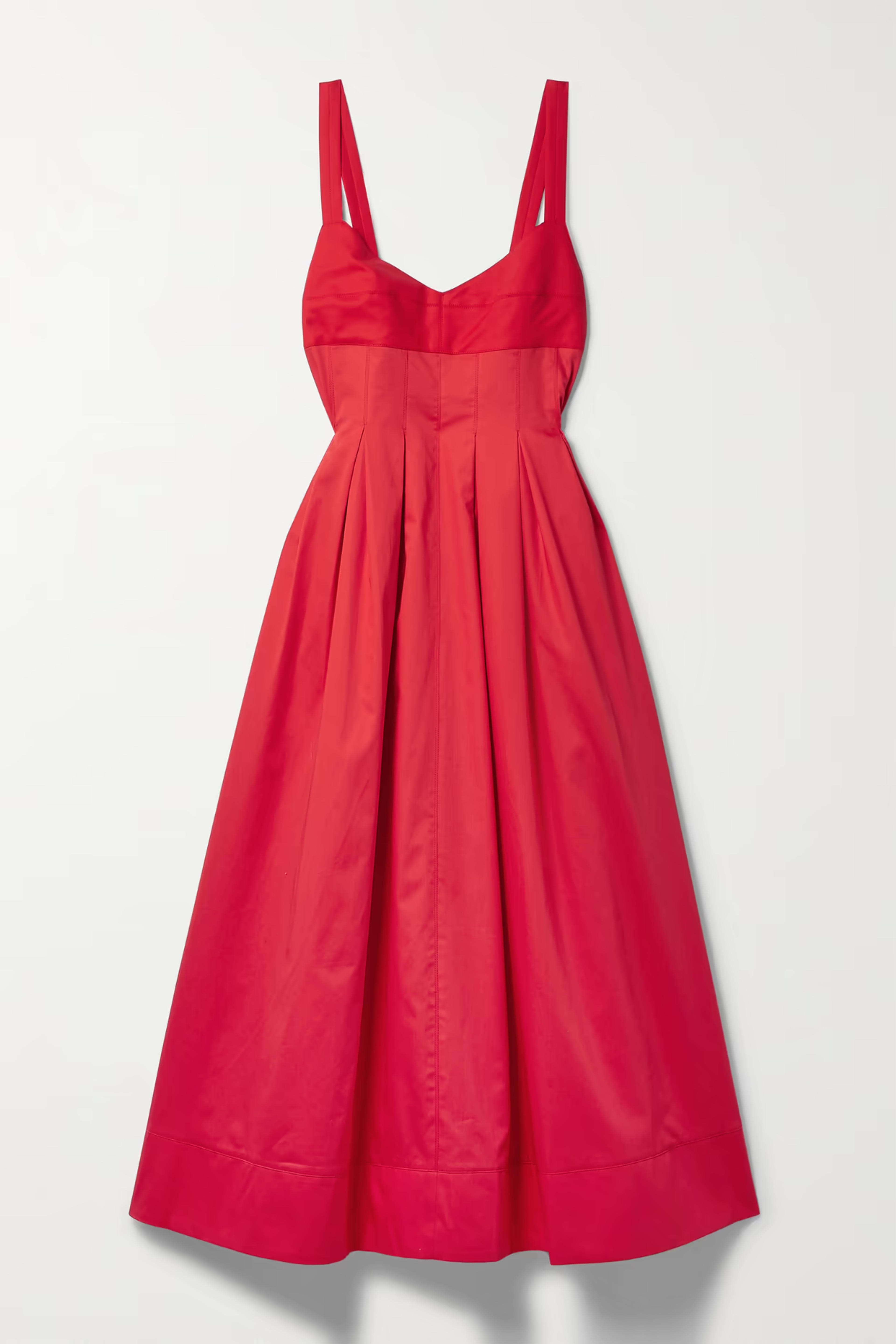 LA LIGNE - Pleated cutout cotton maxi dress