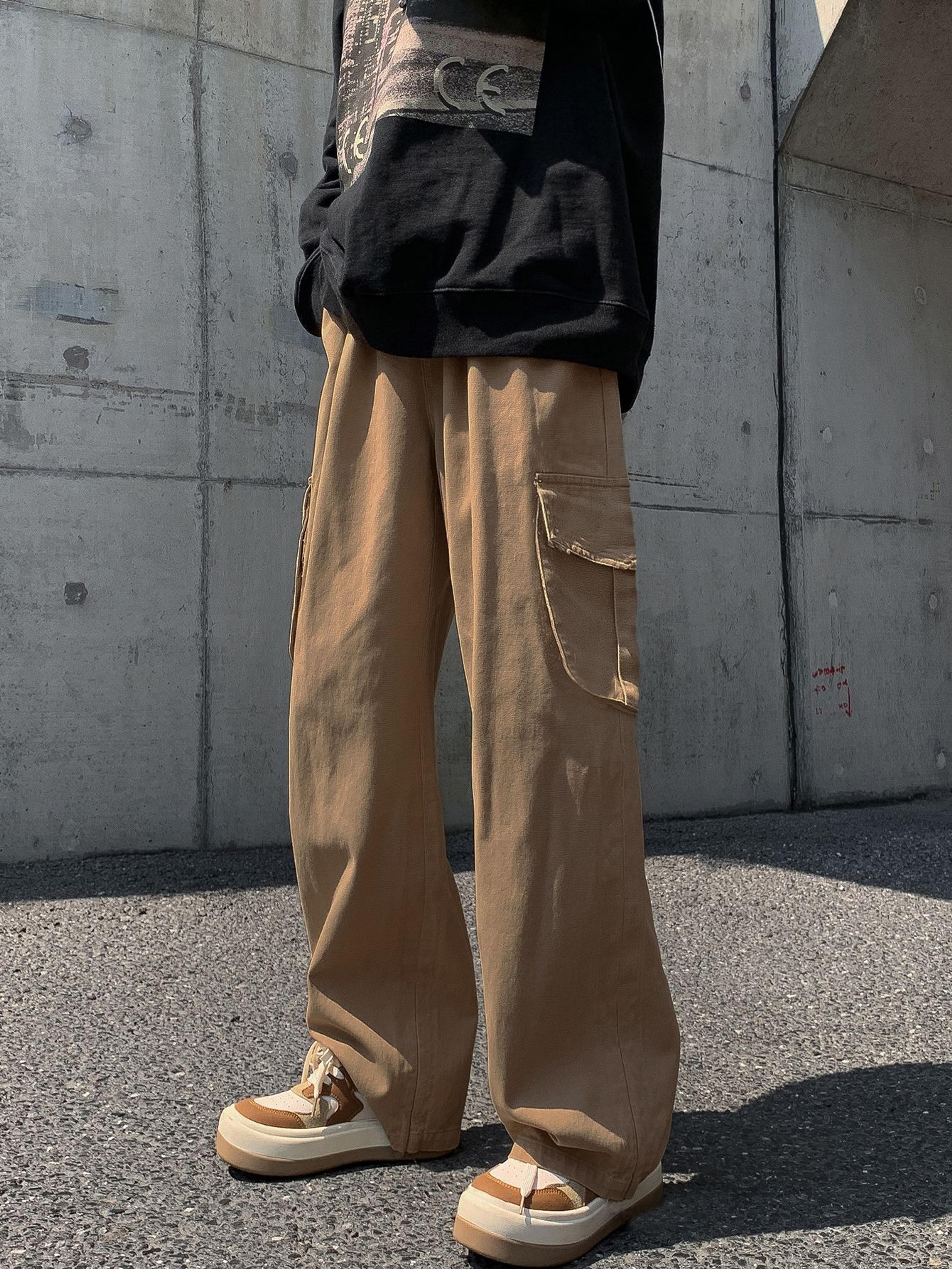 Guys Drawstring Waist Flap Pocket Side Pants