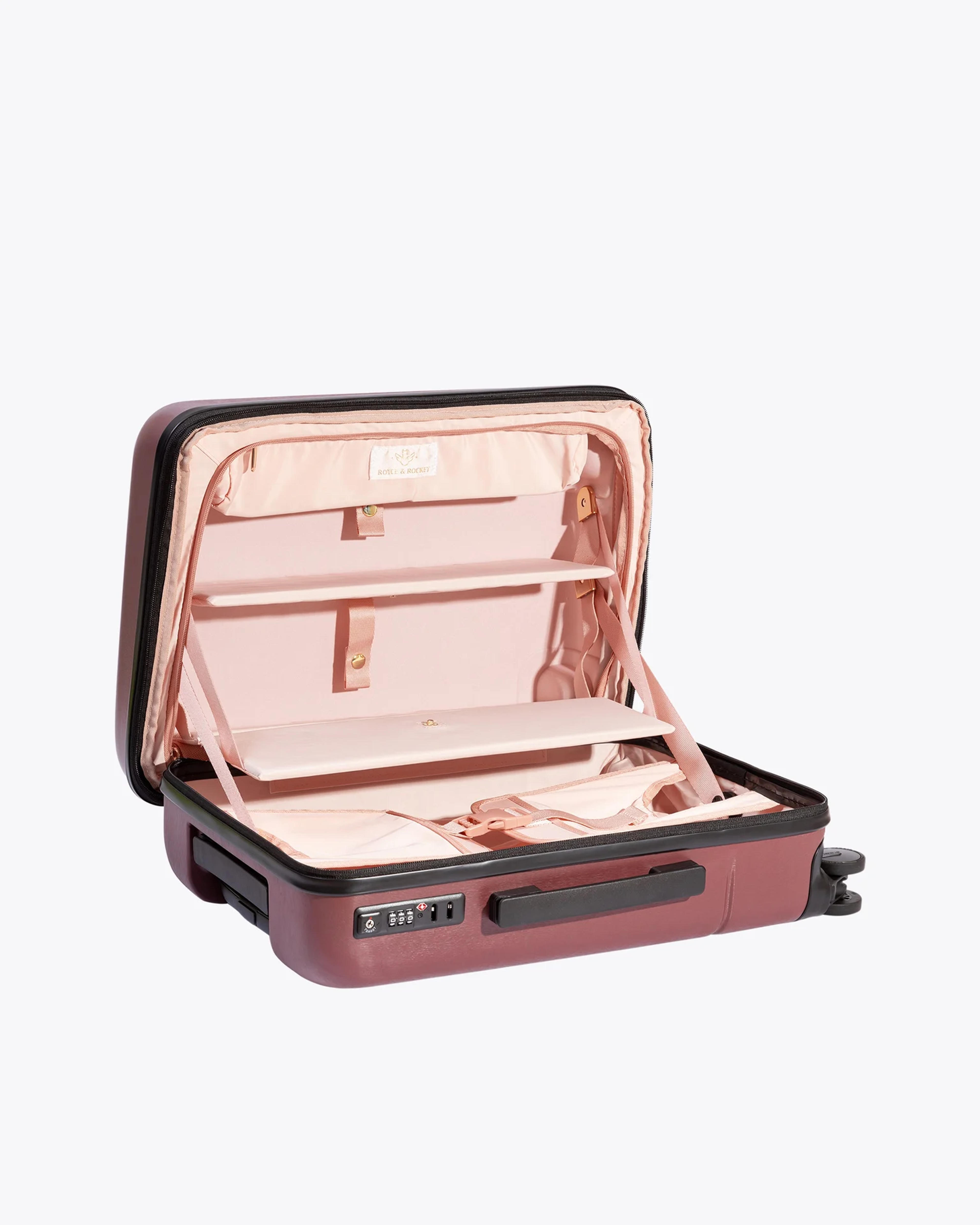 Royce & Rocket Exterior Color: Burgundy/Interior Color: Pink Castle Carry-on Expandable Suitcases | Verishop