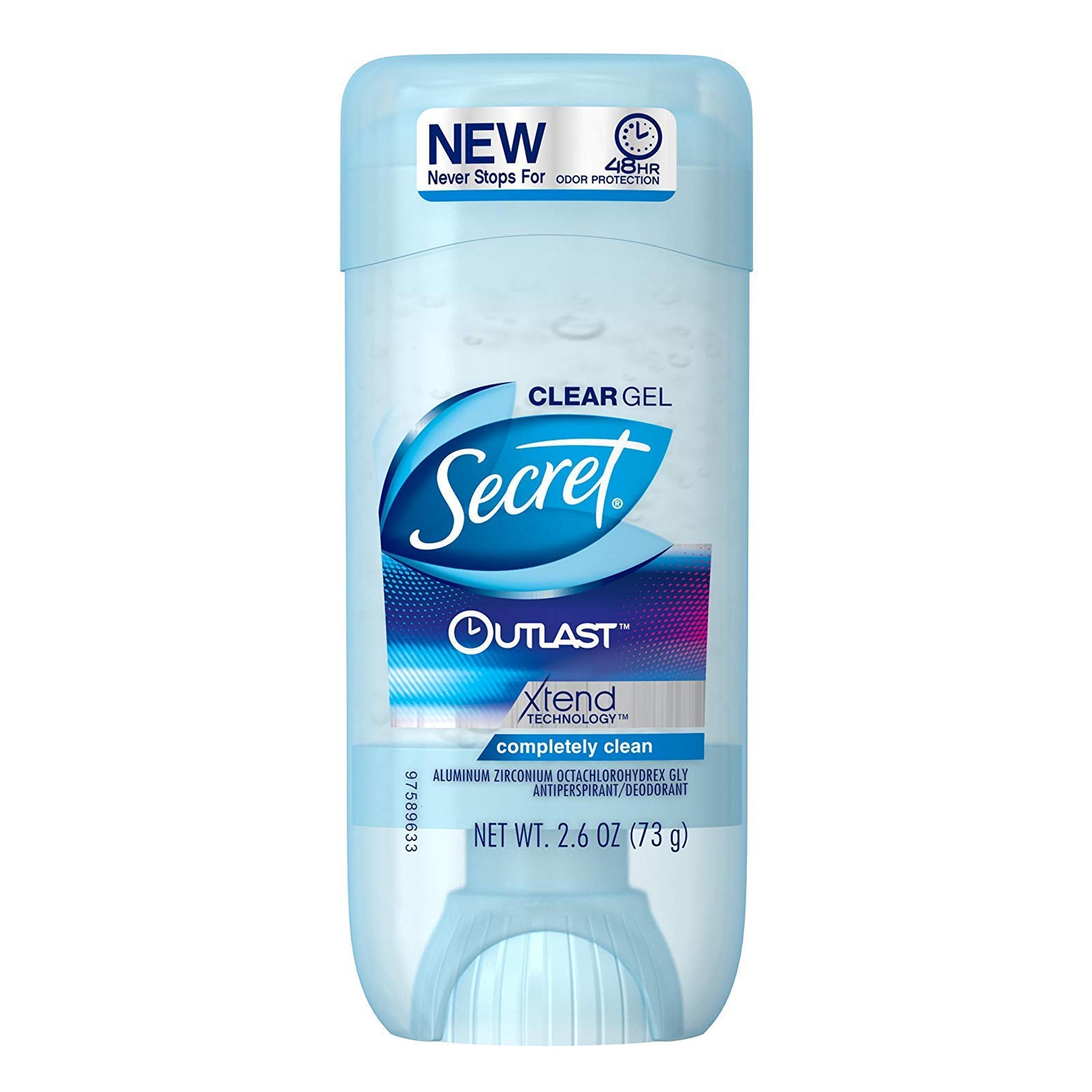 Secret Deodorant Outlast Clear Gel Completely Clean 2.6 Ounce (76ml) (3 Pack)