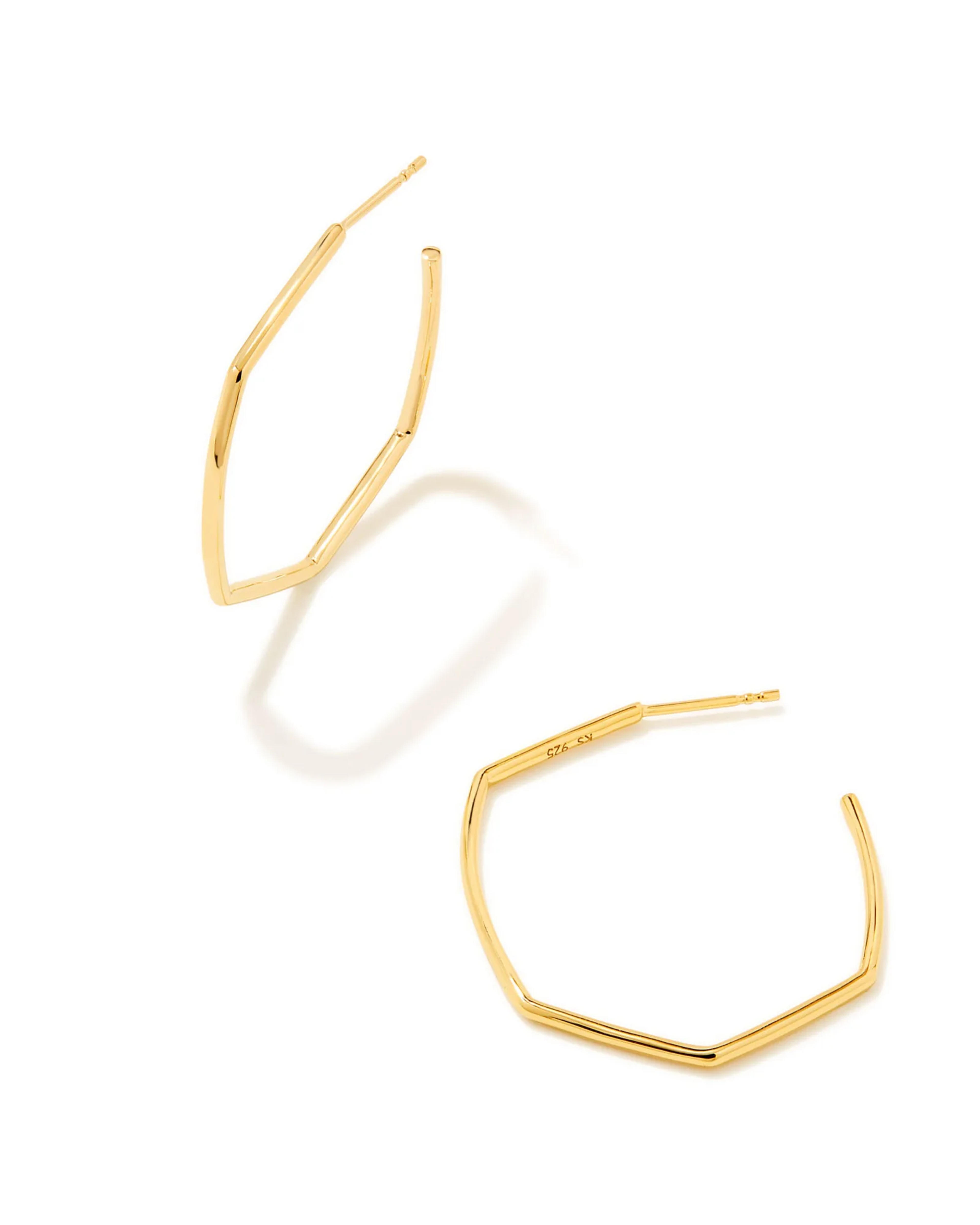 Davie Thin Hexagon Hoop Earrings in 18k Gold Vermeil | Kendra Scott