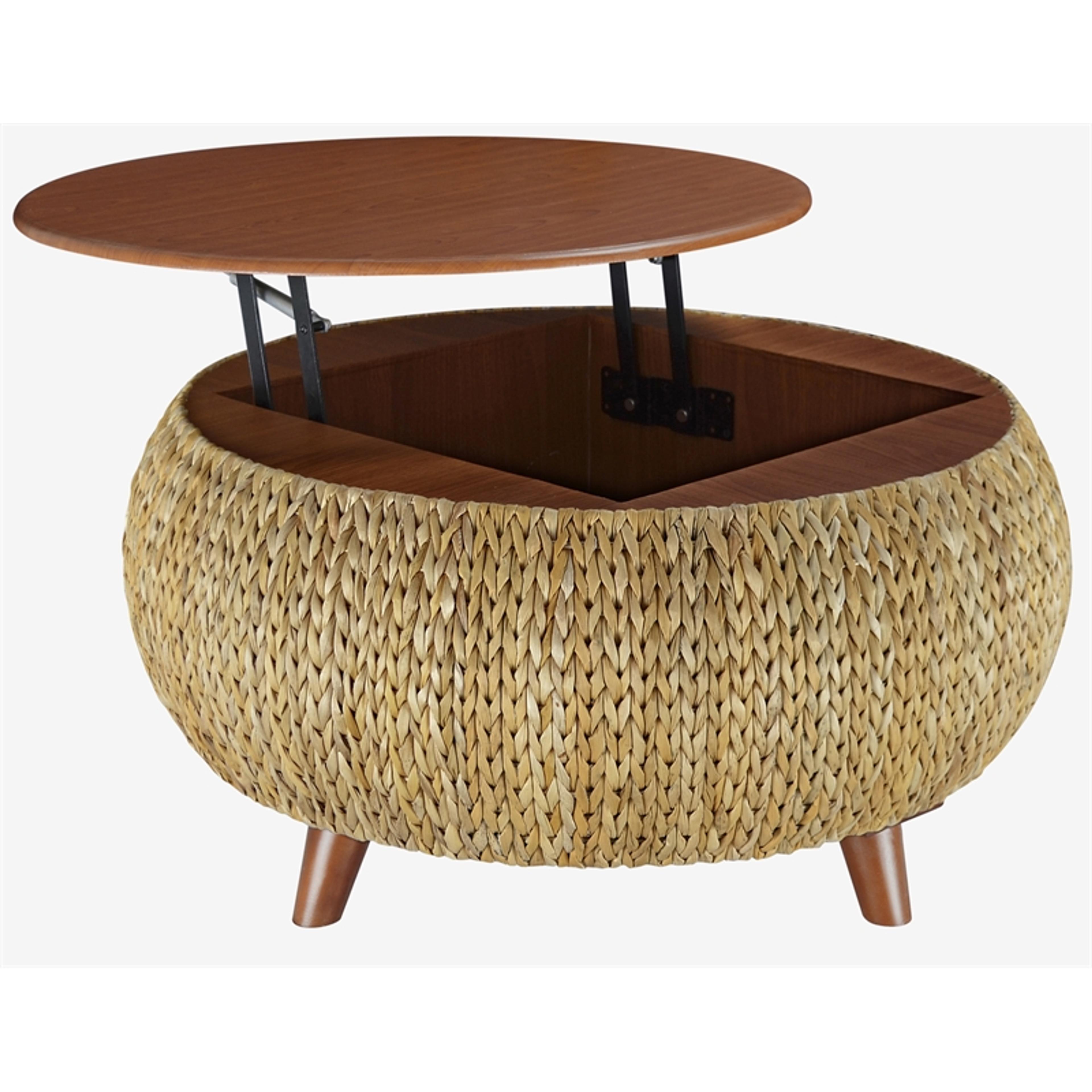 Gallerie Decor Bali Breeze Round Transitional Wood Coffee Table in Natural