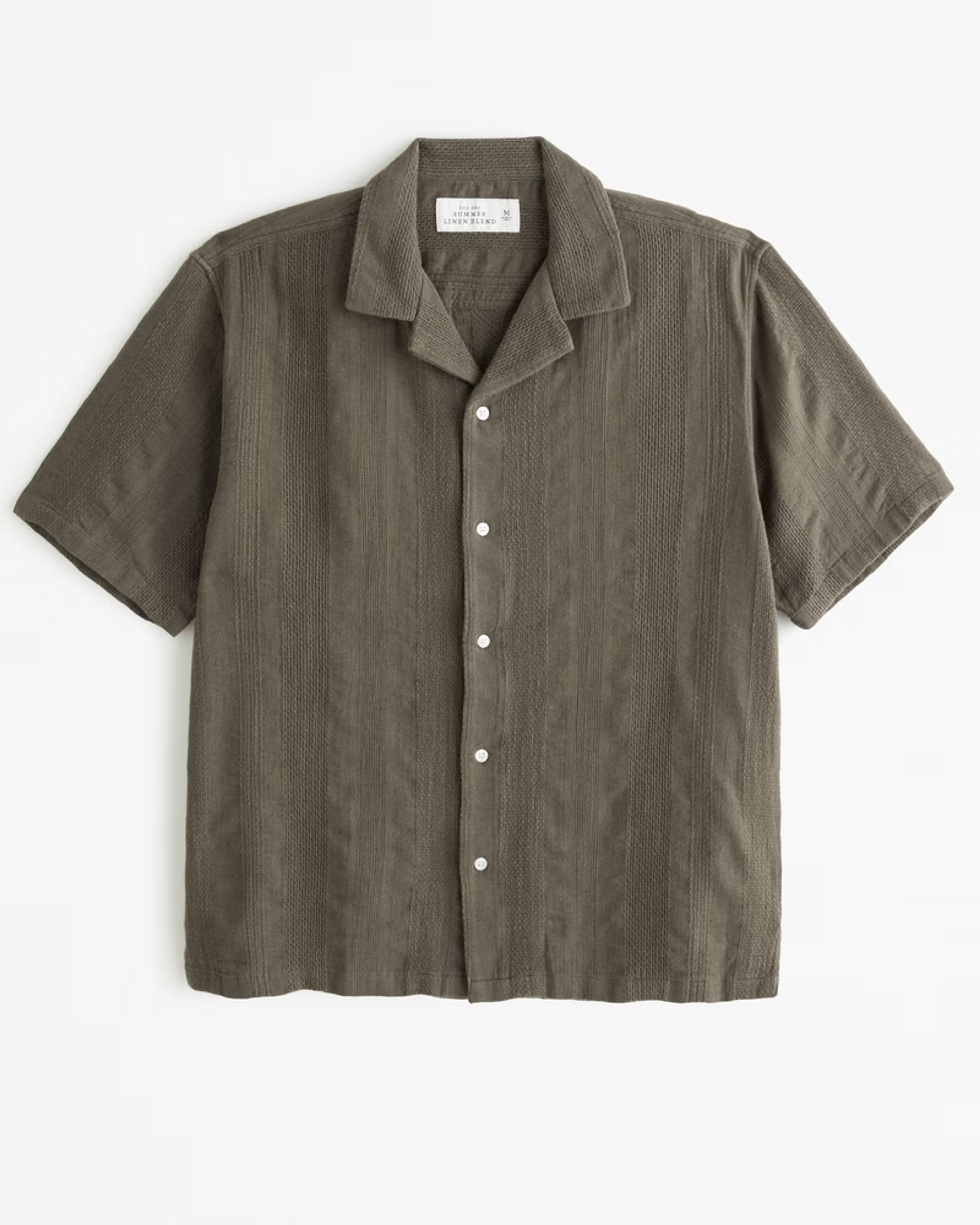 Men's Camp Collar Linen-Blend Textured Shirt | Men's | Abercrombie.com