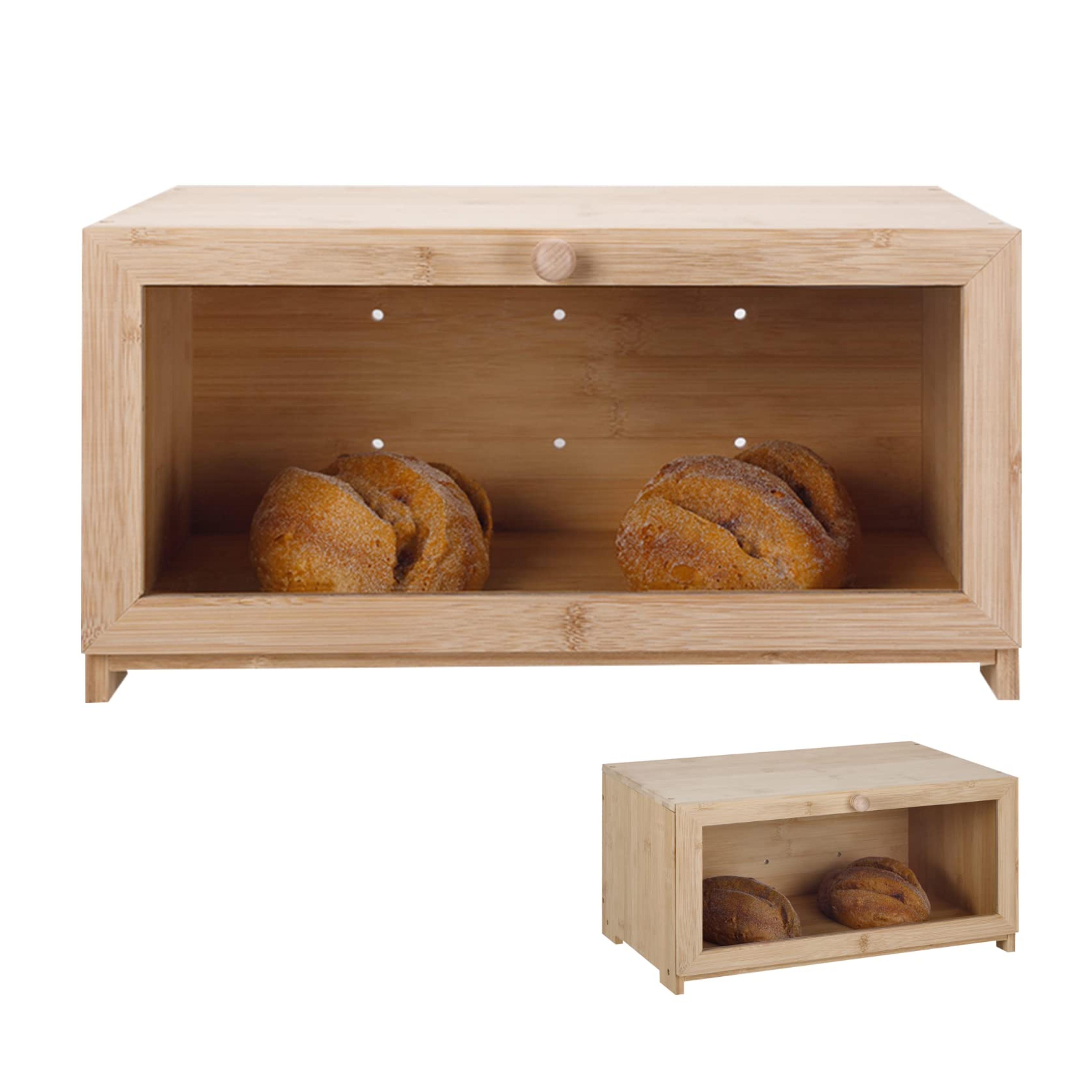 Bamboo Bread Box Large Capacity Bread Box for Kitchen Countertop Farmhouse Bread Holder Bread Storage Container