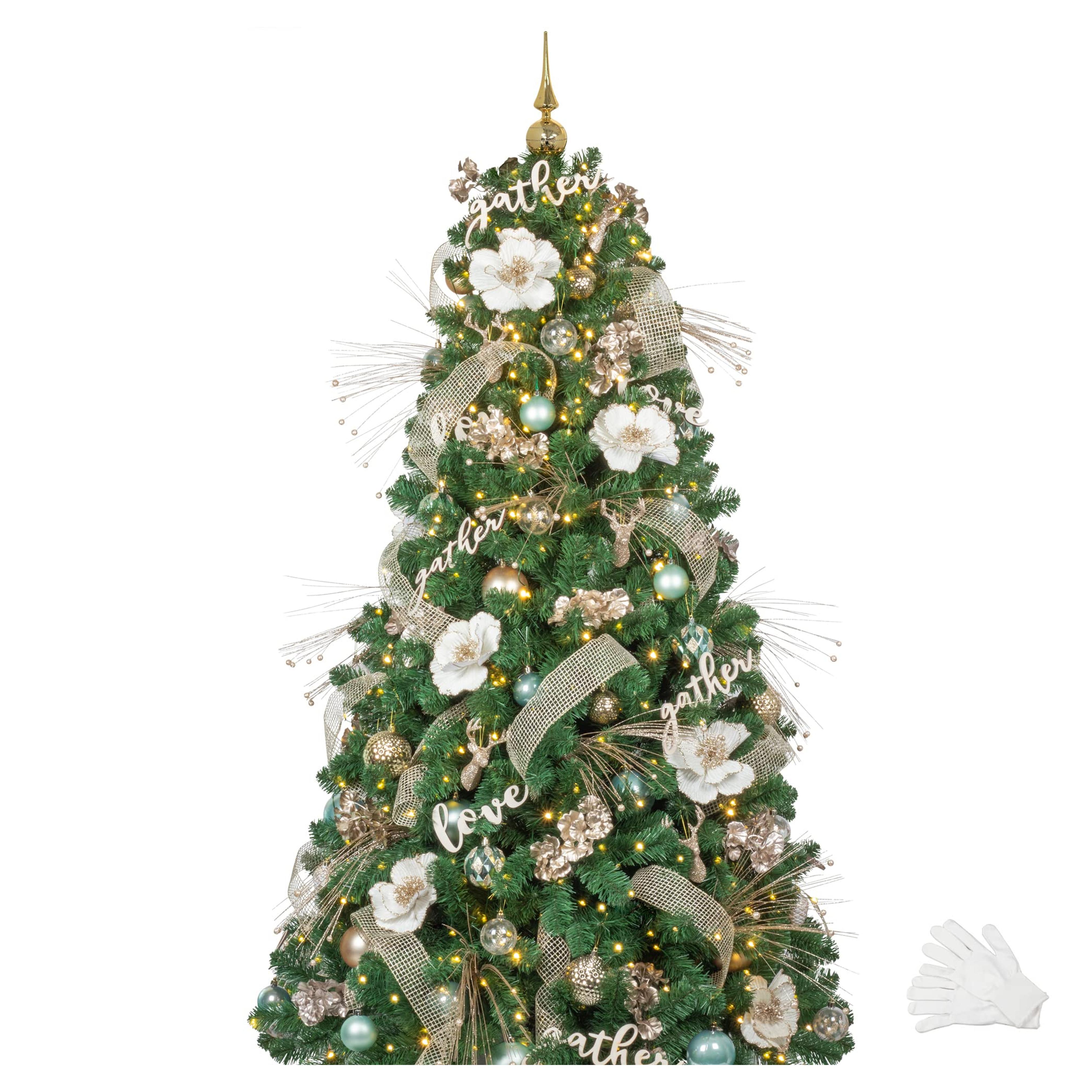 Amazon.com: KI Store 7ft Christmas Tree with Ornaments and Lights Remote and Timer Champagne Christmas Decorations Including 7 Feet Full Tree, Ornaments, USB LED String Lights : Home & Kitchen