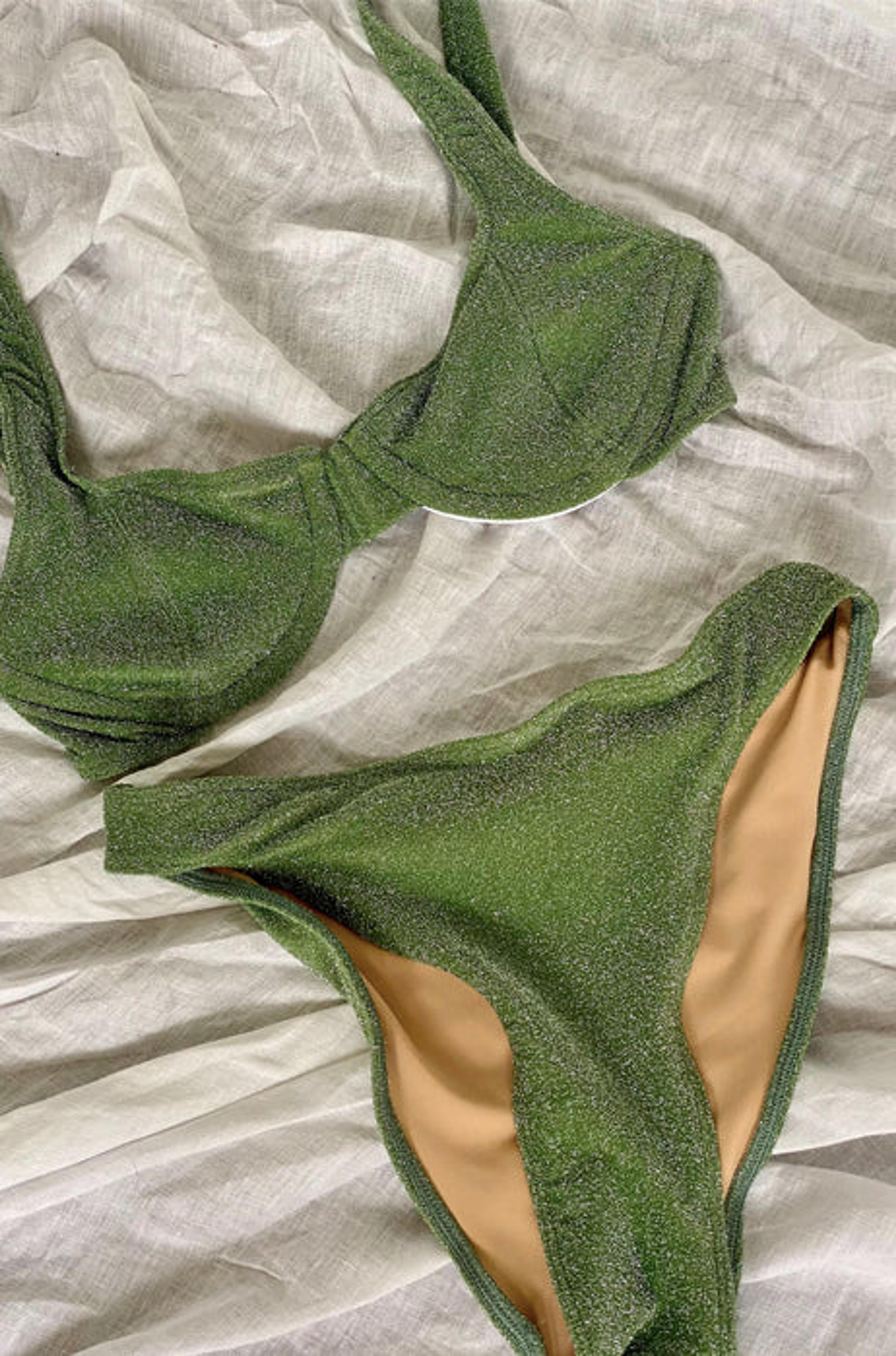 Ursula Underwire Top - Olive Sparkle – Charlee Swim