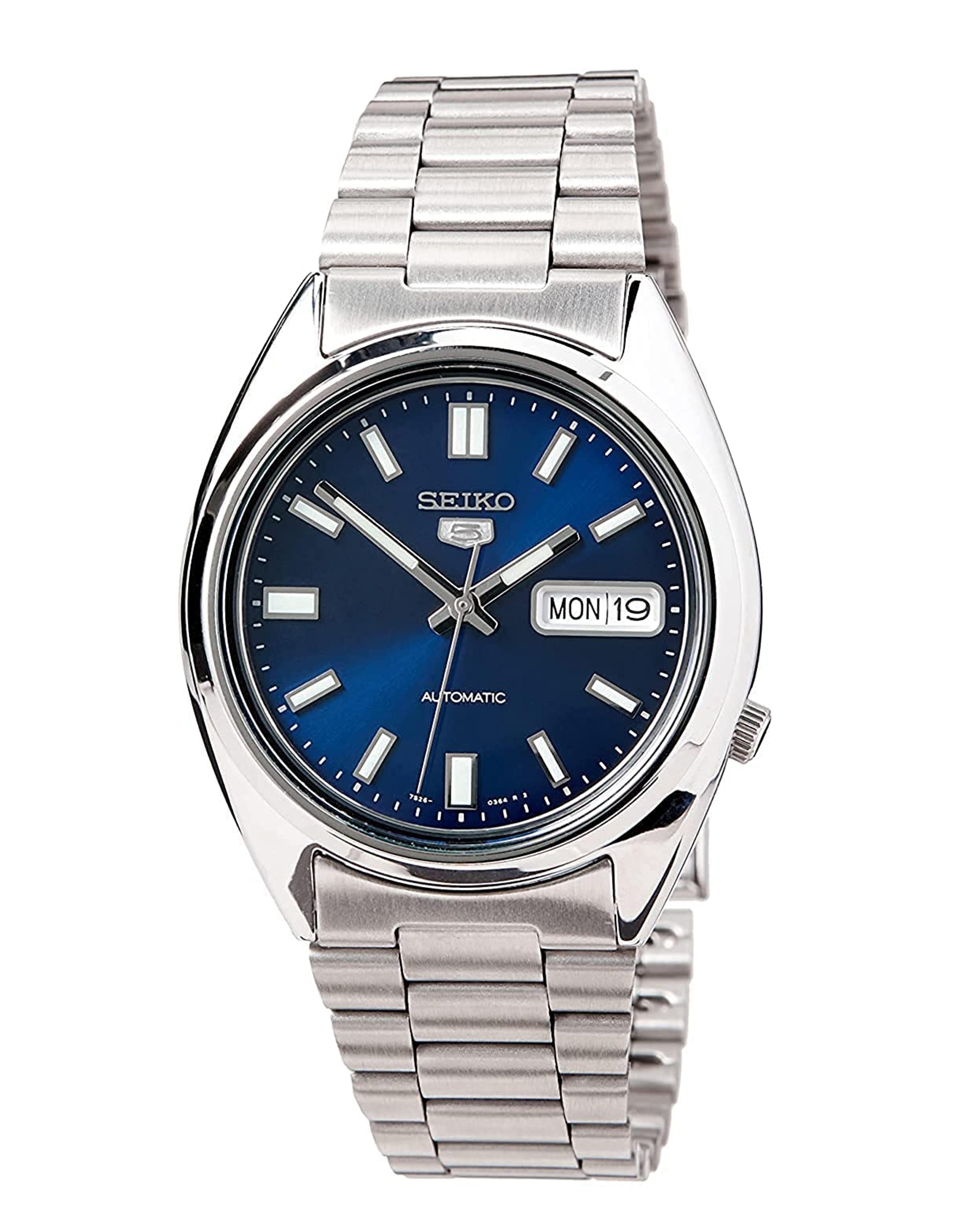 Amazon.com: Seiko SNXS77 Automatic Blue Day Date Dial Silver Steel Bracelet Men Watch NEW : Clothing, Shoes & Jewelry