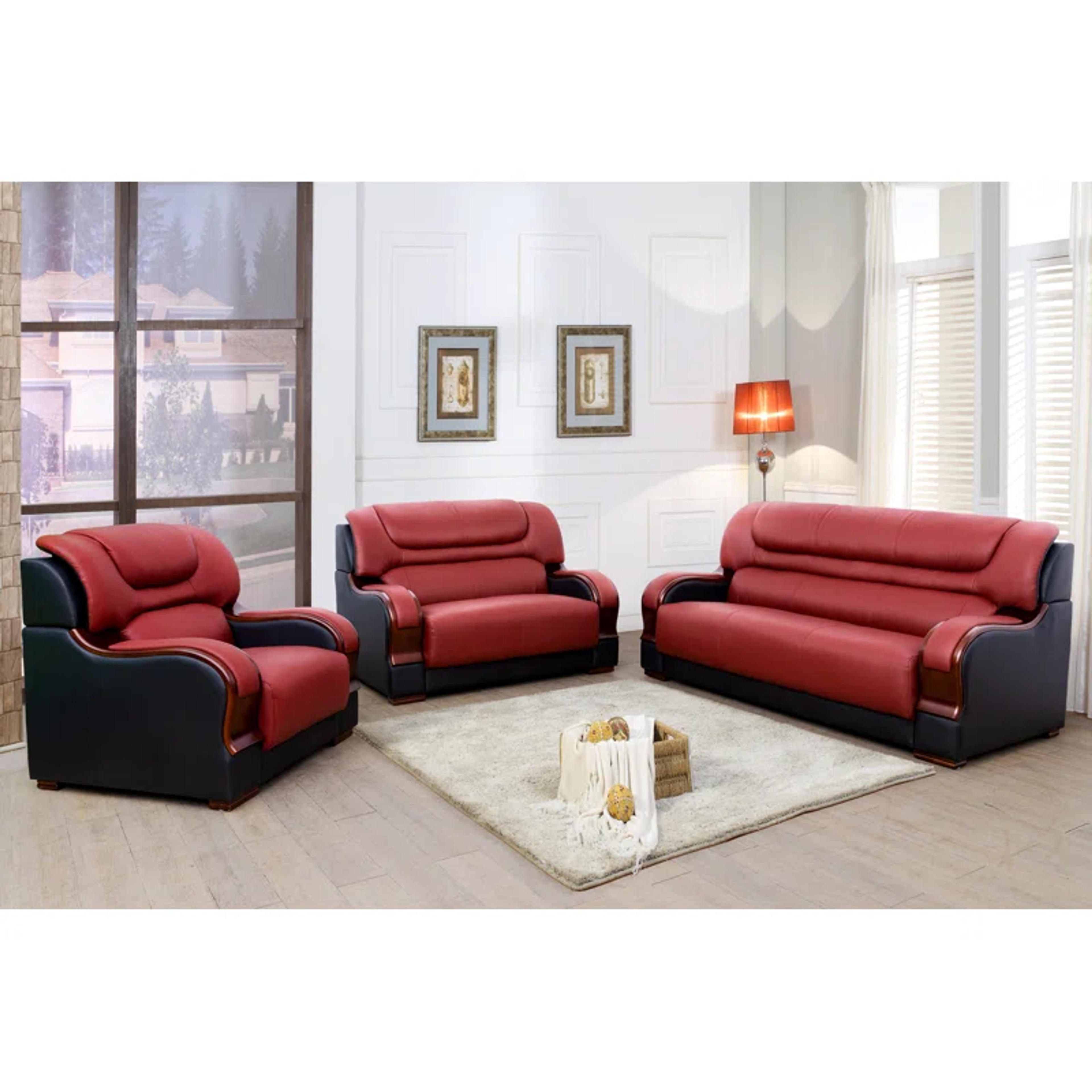 3 Piece Genuine Leather Living Room Set