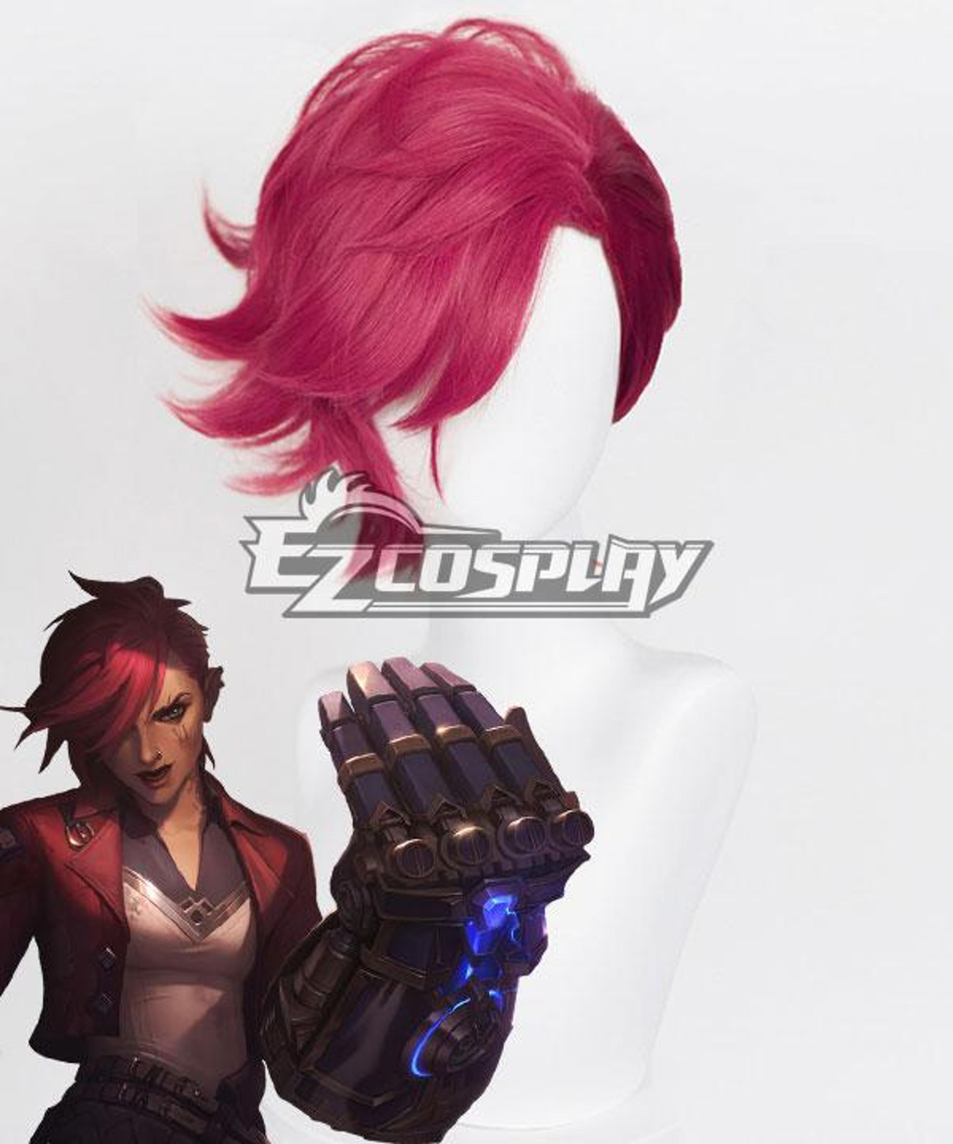 Arcane League of Legends LOL Arcane Vi Red Cosplay Wig