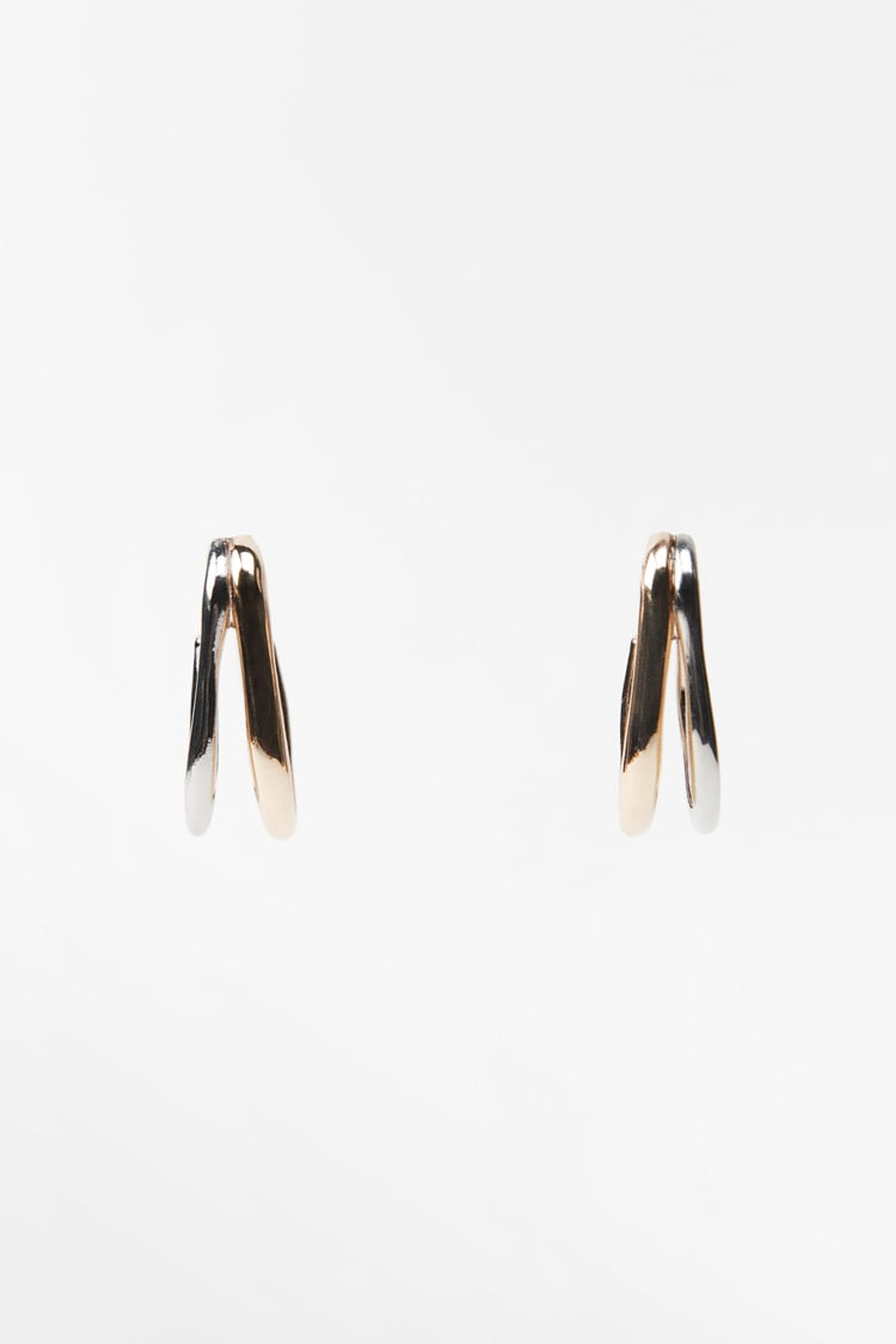 IRREGULAR DOUBLE HOOP EARRINGS - Gold / Silver | ZARA United States