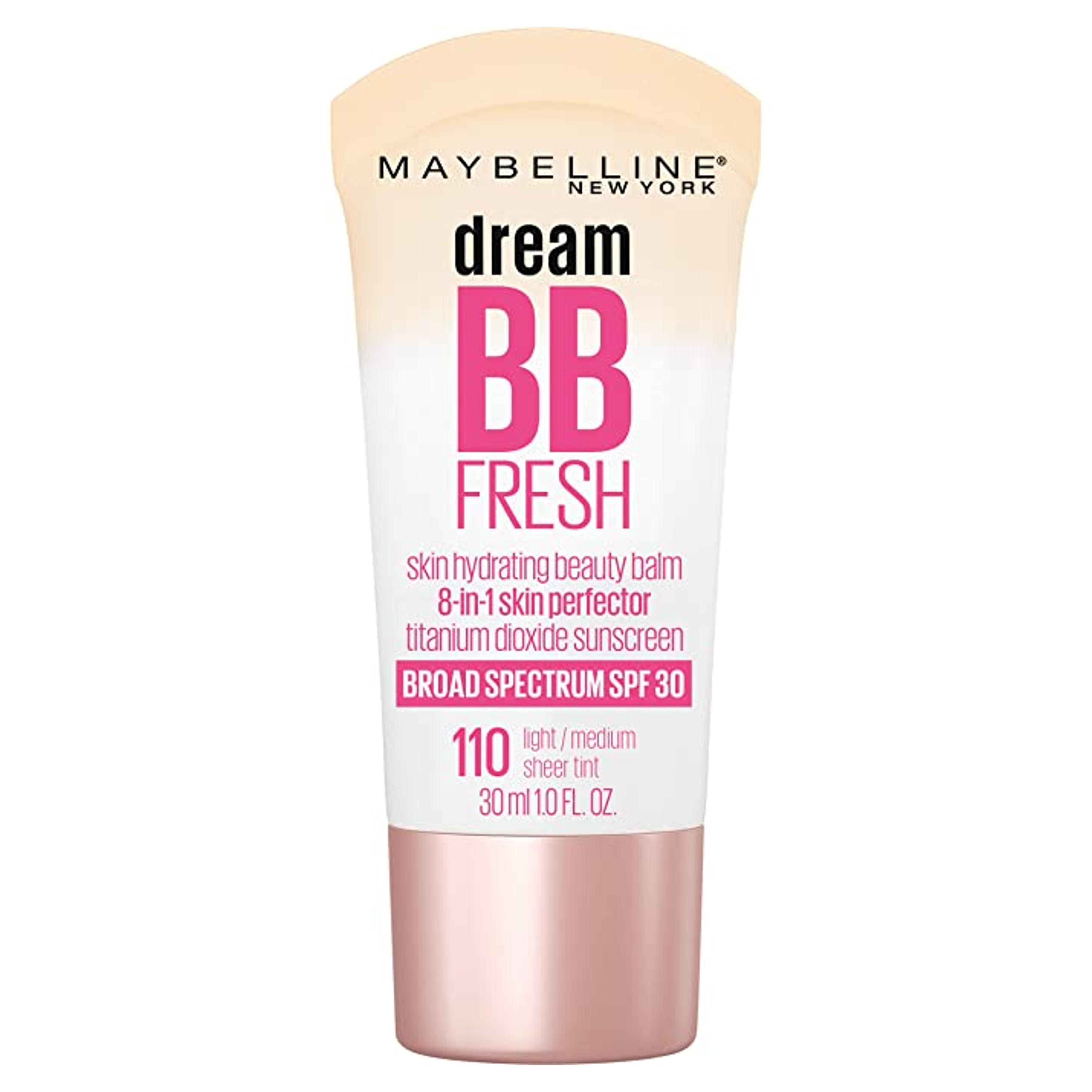 Amazon.com: Maybelline Dream Fresh Skin Hydrating BB cream, 8-in-1 Skin Perfecting Beauty Balm with Broad Spectrum SPF 30, Sheer Tint Coverage, Oil-Free, Light/Medium, 1 Fl Oz : Everything Else