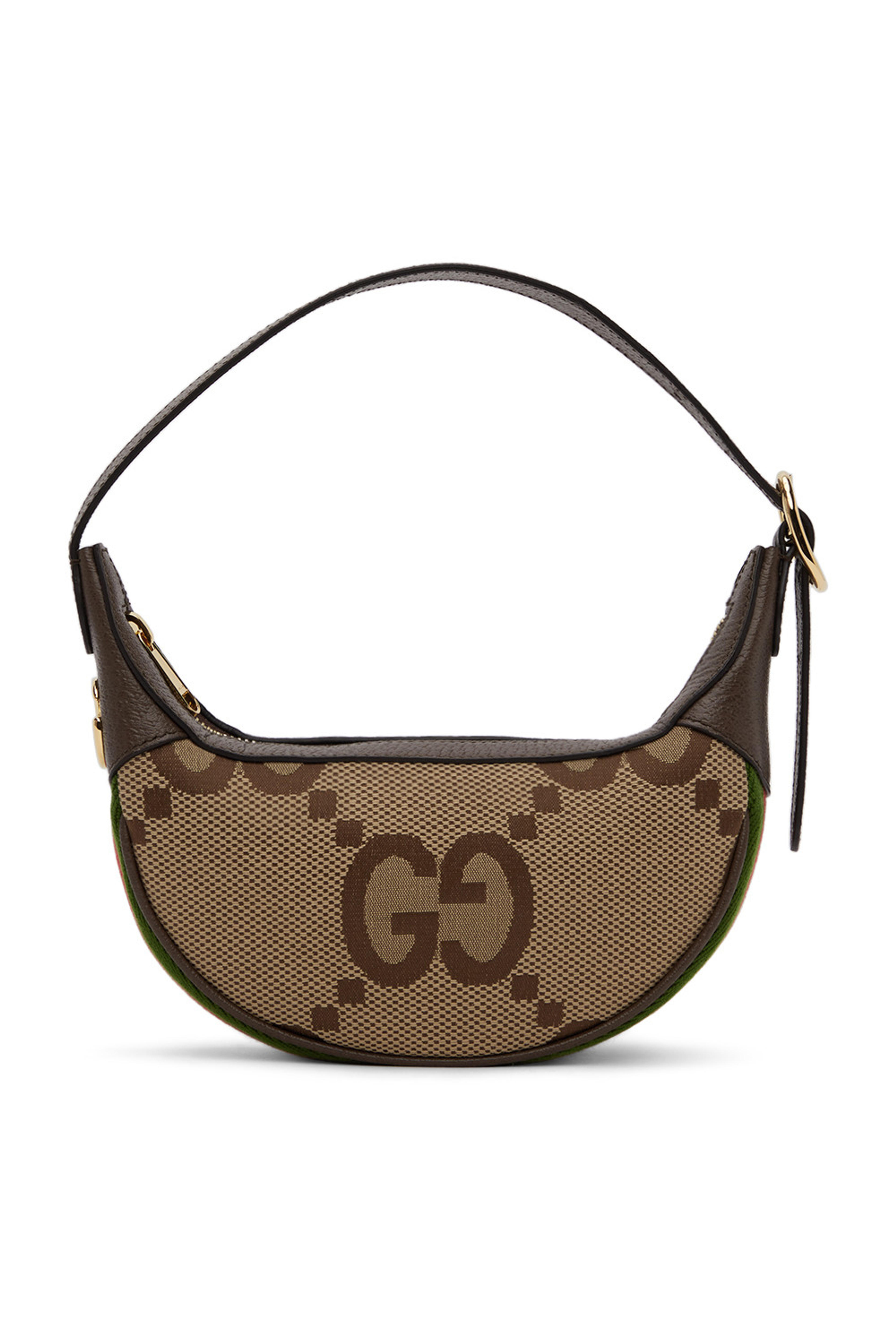 Gucci: Brown & Beige Mini Ophidia Jumbo GG Shoulder Bag | SSENSE