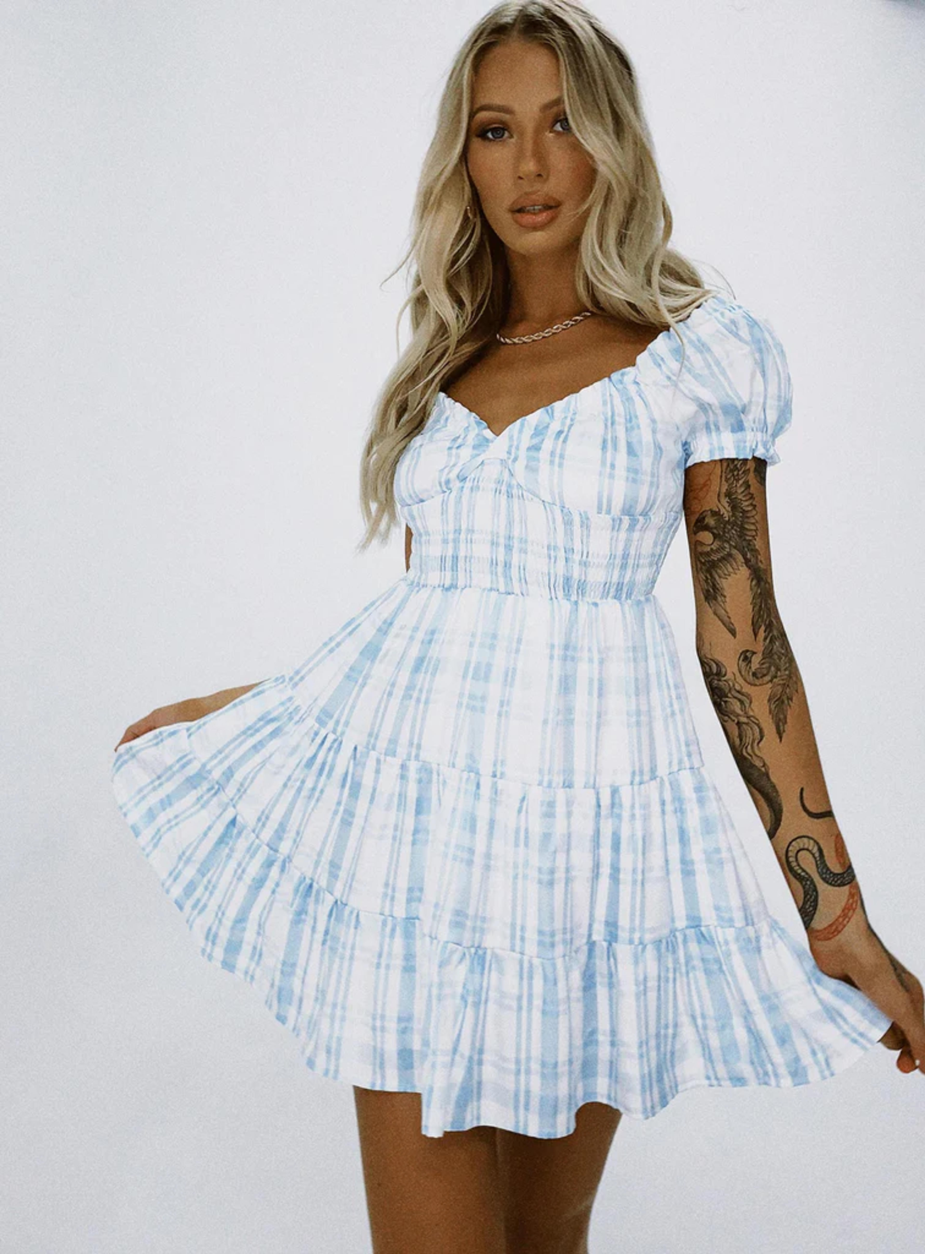 Daniela Mini Dress Blue Check