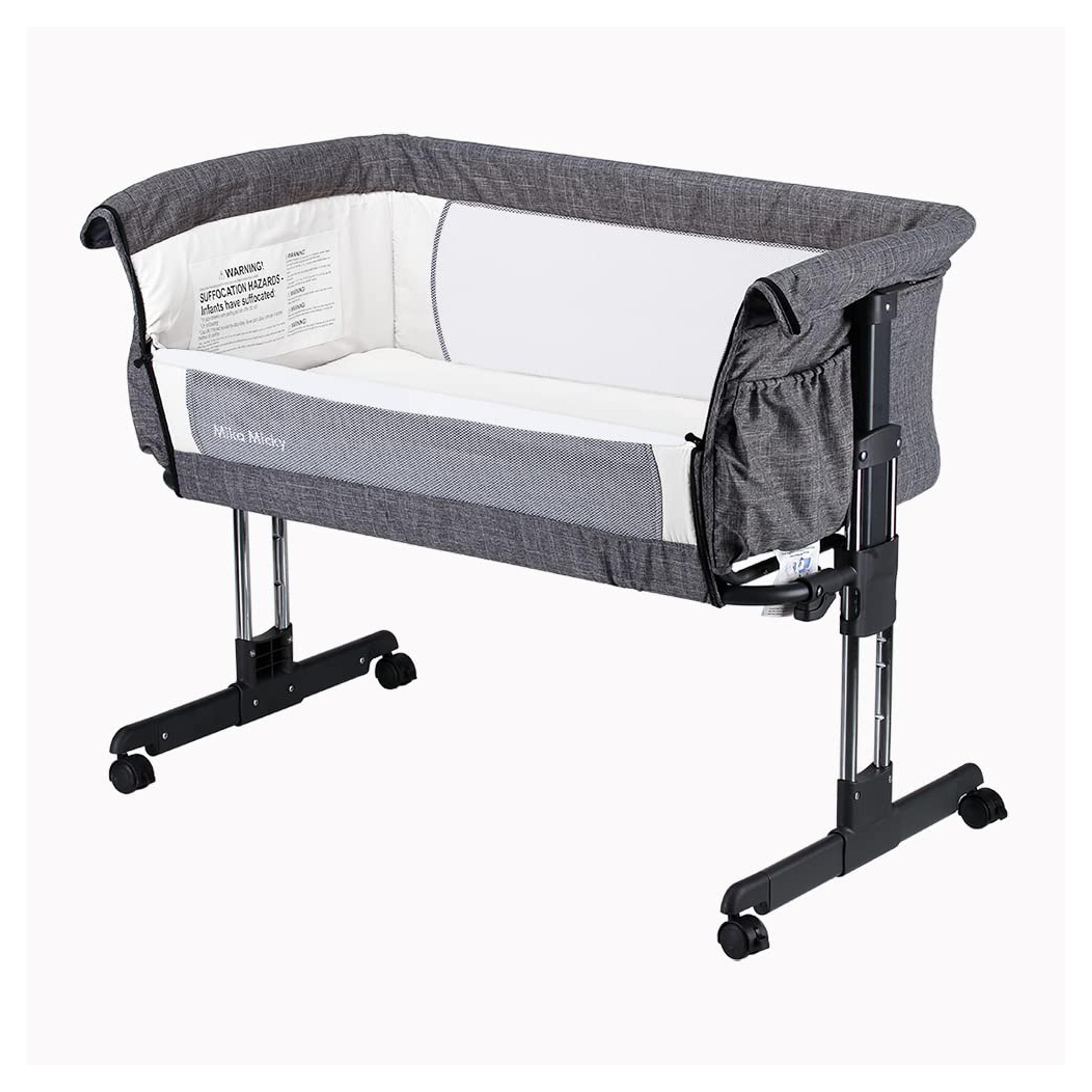 Amazon.com: Mika Micky Baby Bassinet Bedside Sleeper Bedside Crib Easy Folding Portable Crib All mesh 2022 New,Grey : Baby