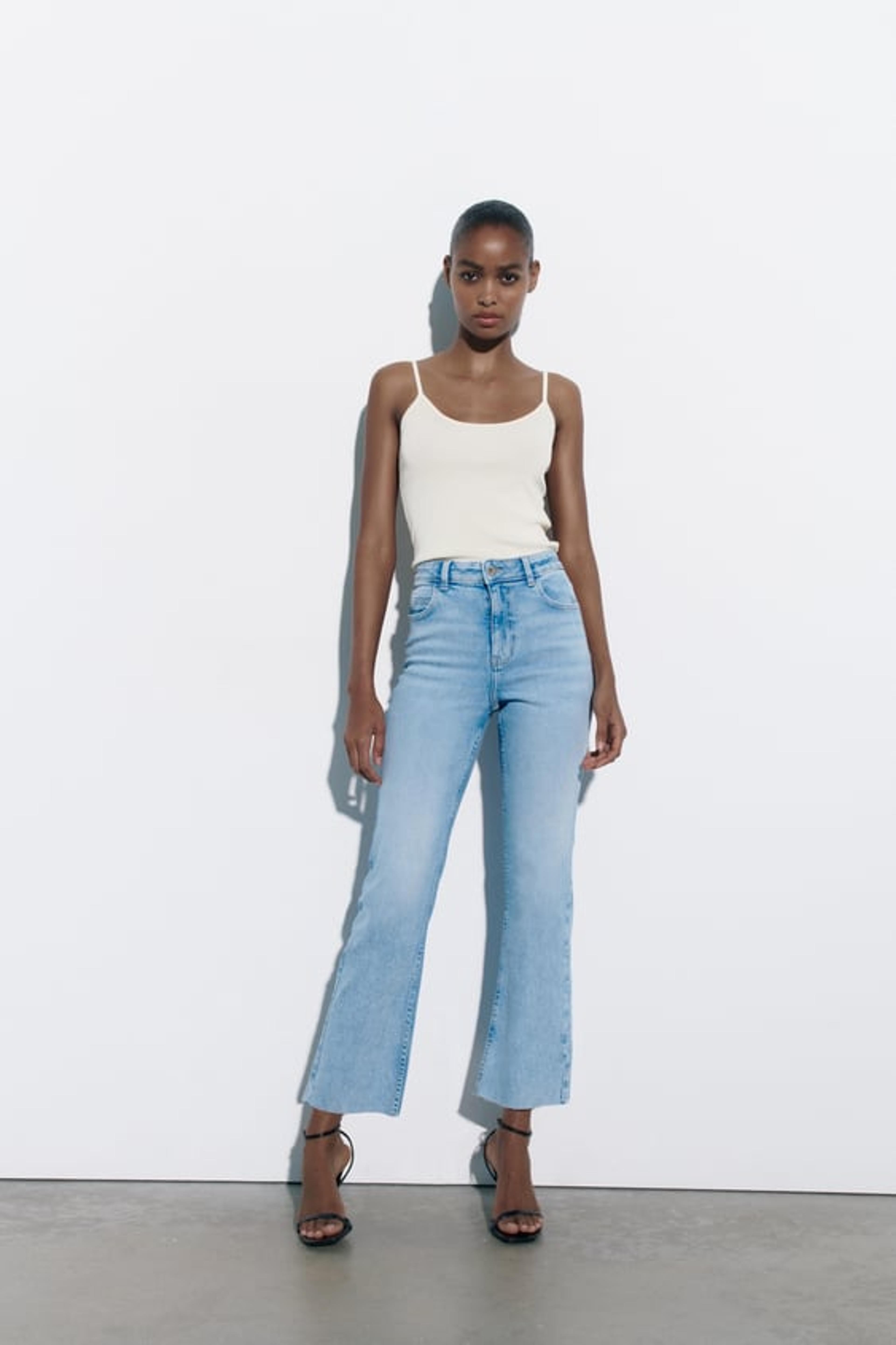 HIGH-WAISTED MINI FLARE JEANS Z1975 - Light blue | ZARA United States