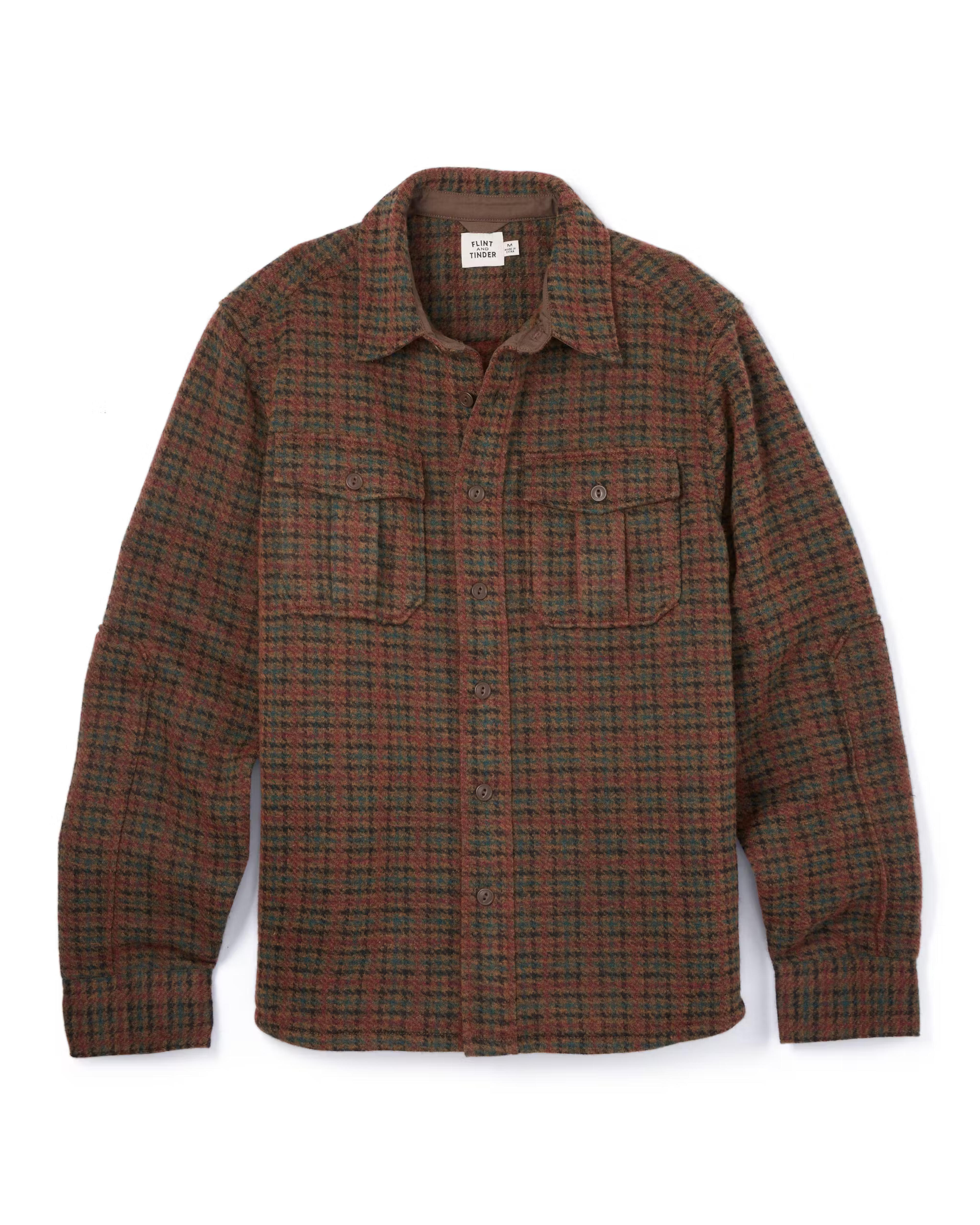 Flint and Tinder Felted Wool Overshirt - Bourbon Shepards Check | Shirt Jackets | Huckberry