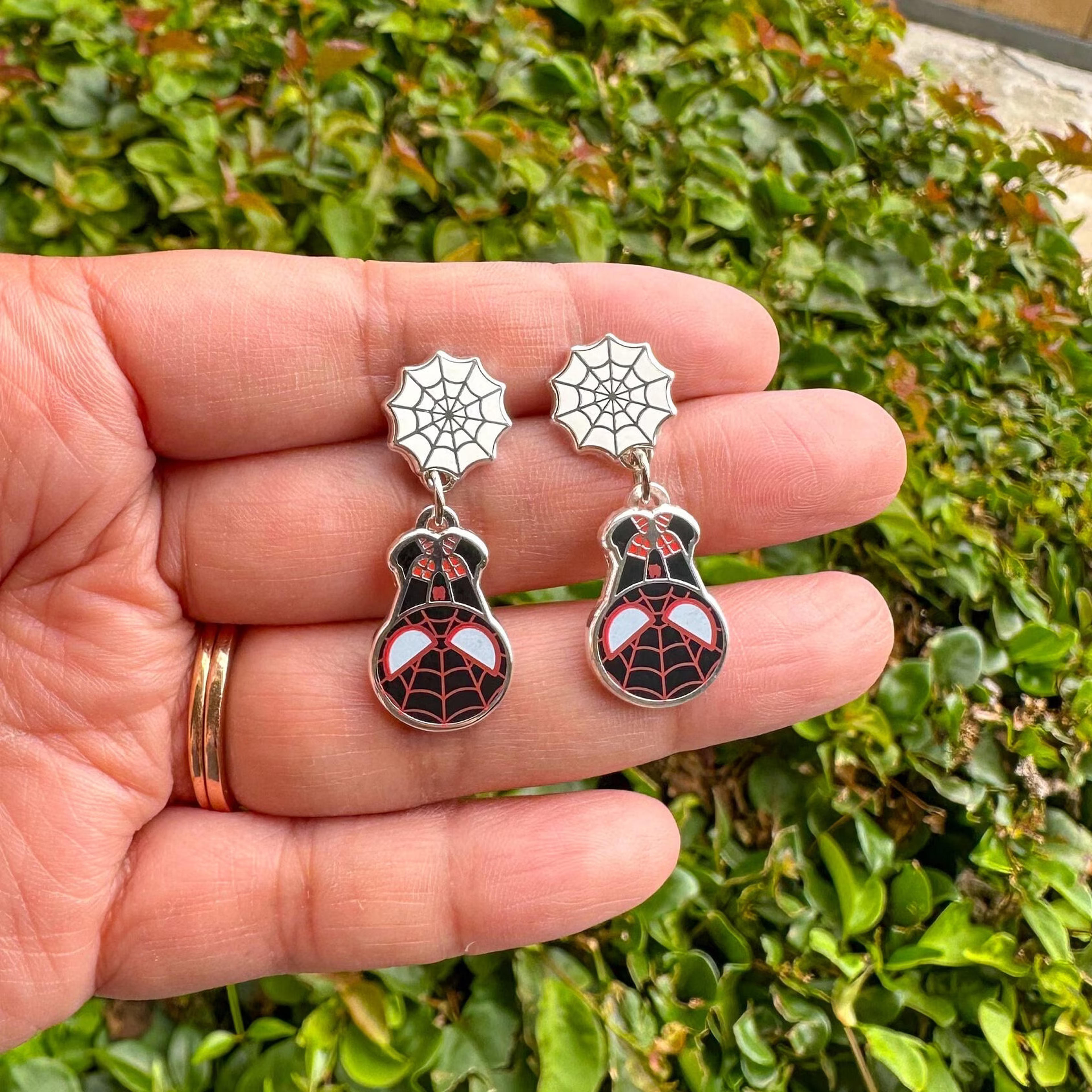 Dainty Silver Miles Spidey Dangle Earrings - Etsy