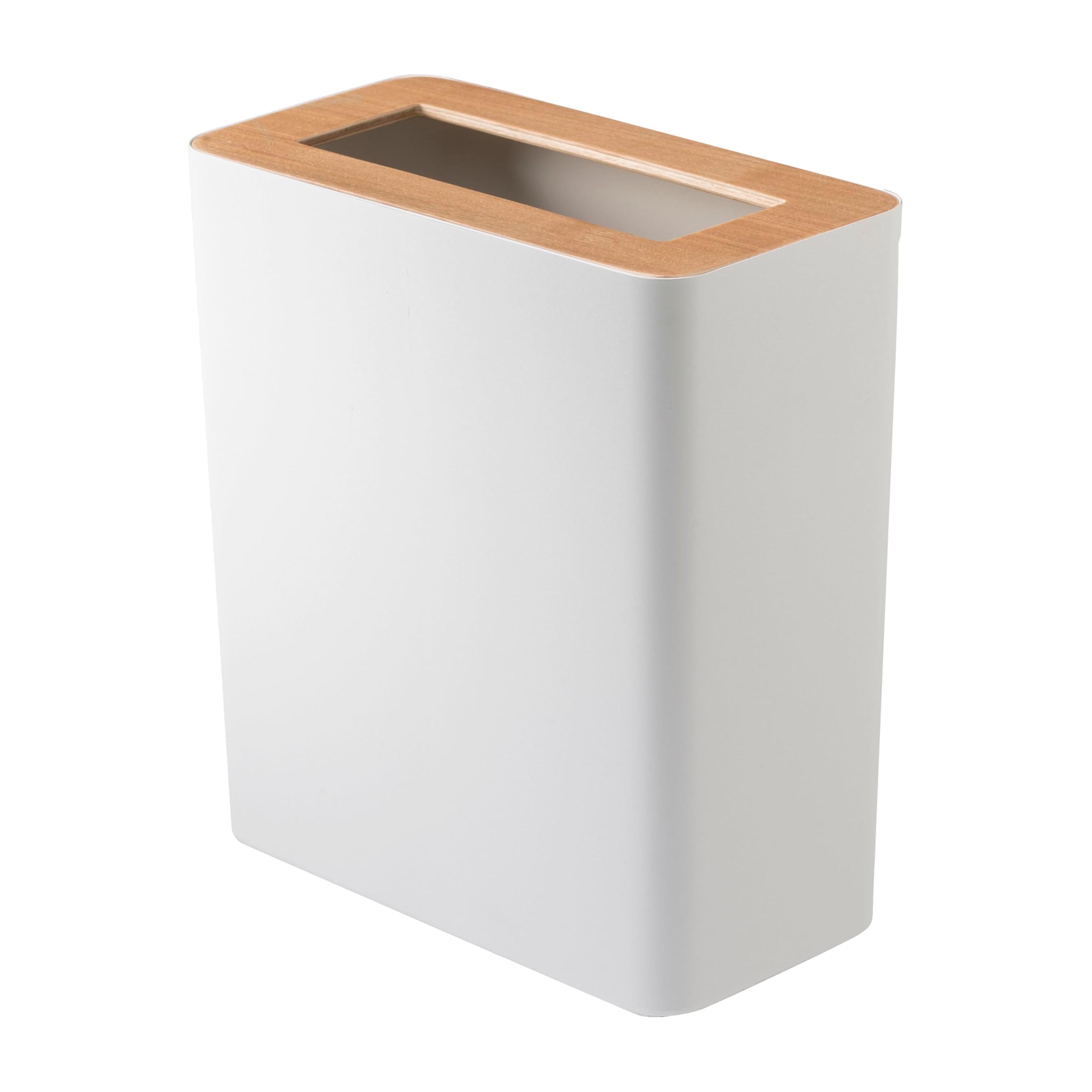 YAMAZAKI home 3196 Slim Trash Can, White