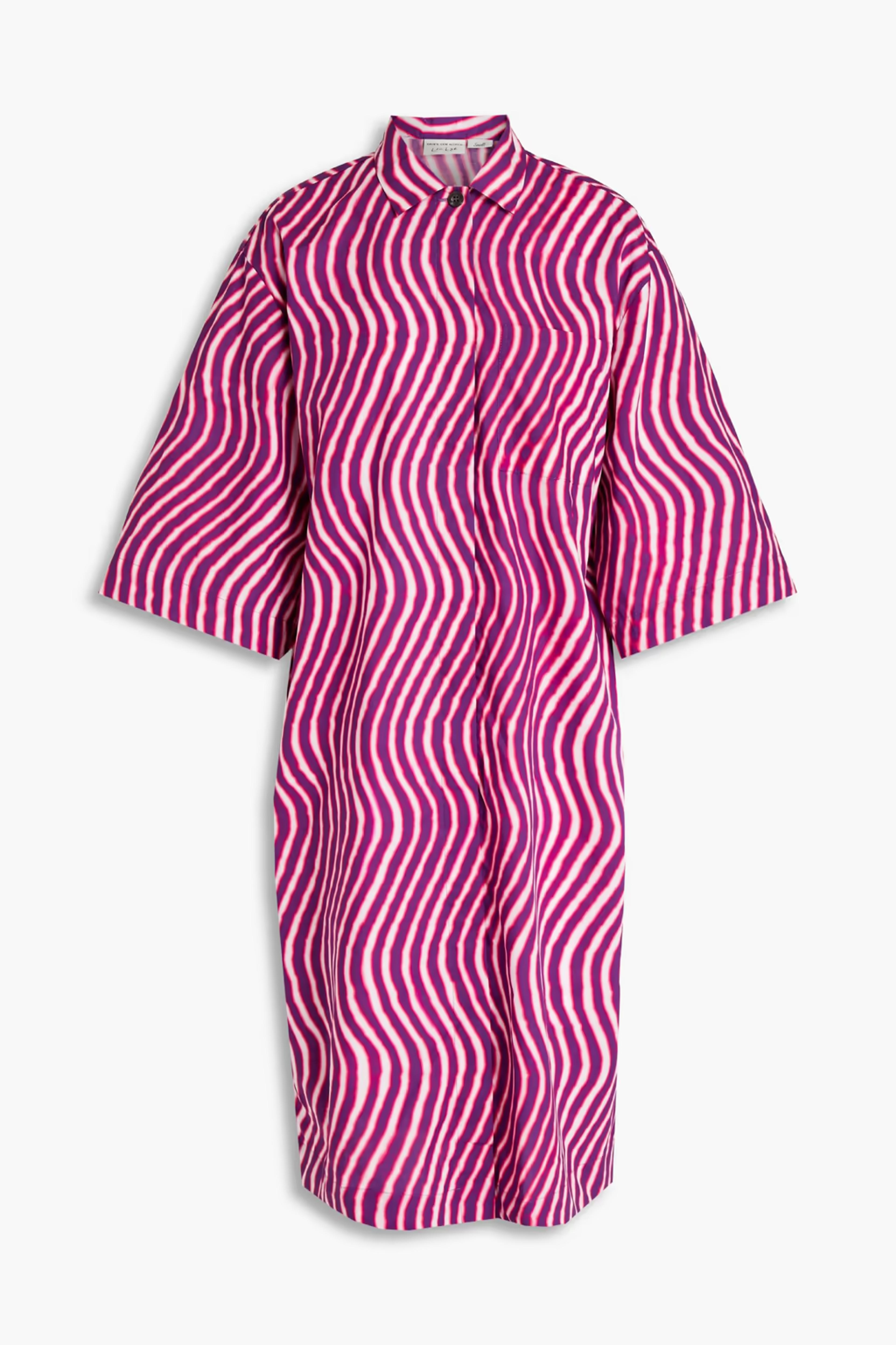Fuchsia Printed cotton-poplin shirt dress | DRIES VAN NOTEN | THE OUTNET