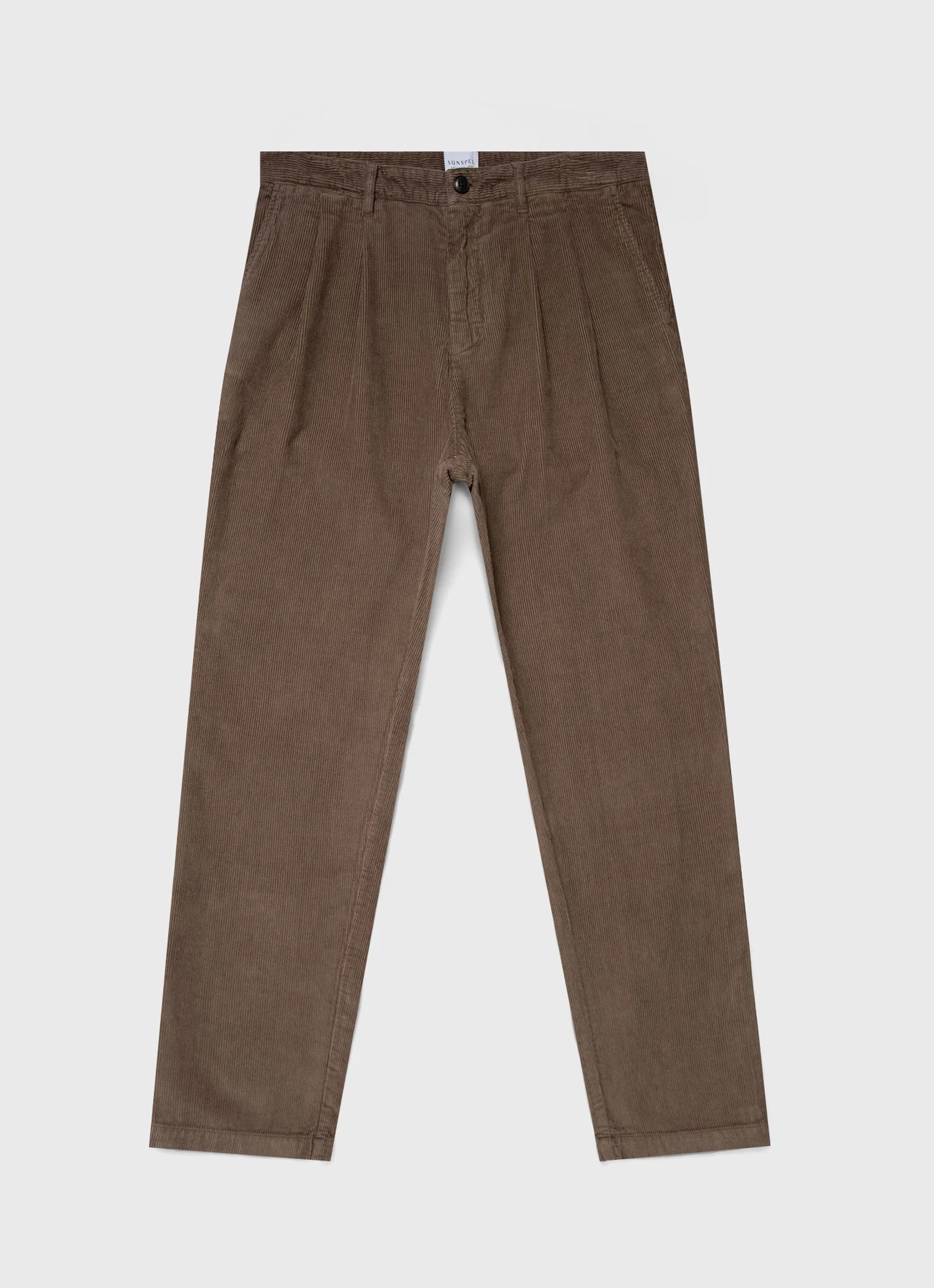 Men's Double Pleat Corduroy Trouser in Cedar | Sunspel