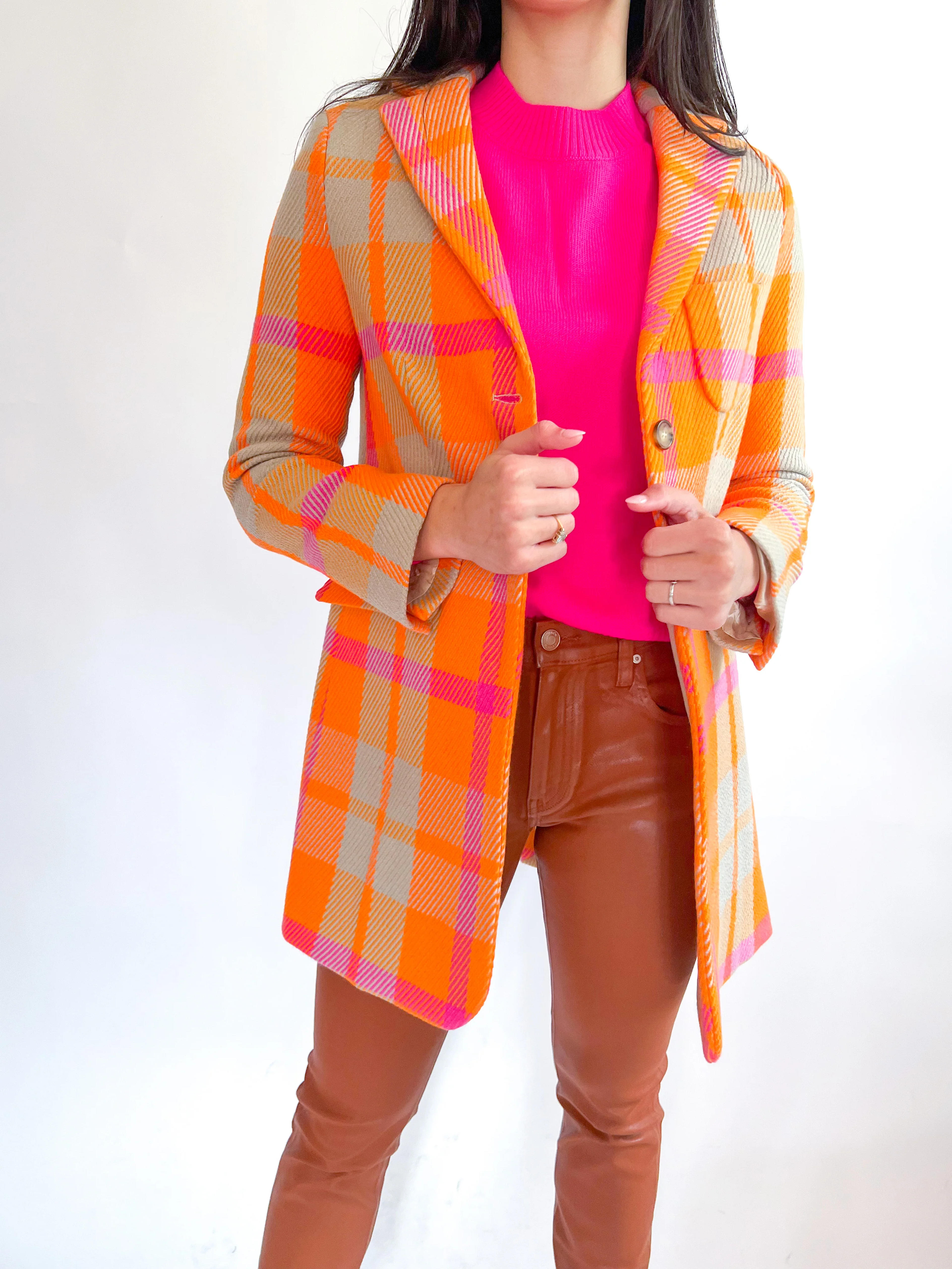 Oxford Neon Checker Coat – Swoon Boutique New Orleans