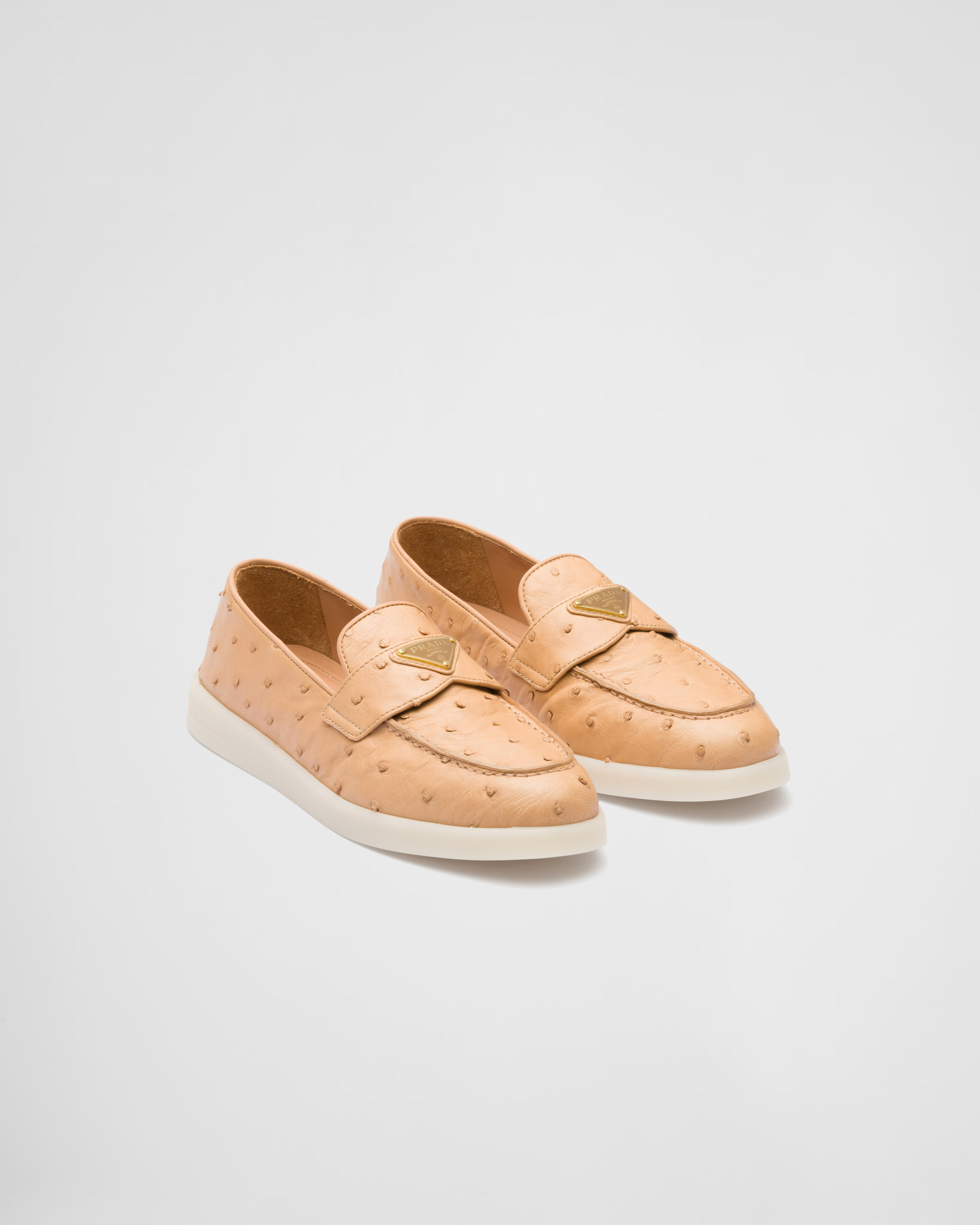 Natural Ostrich Leather Loafers | PRADA