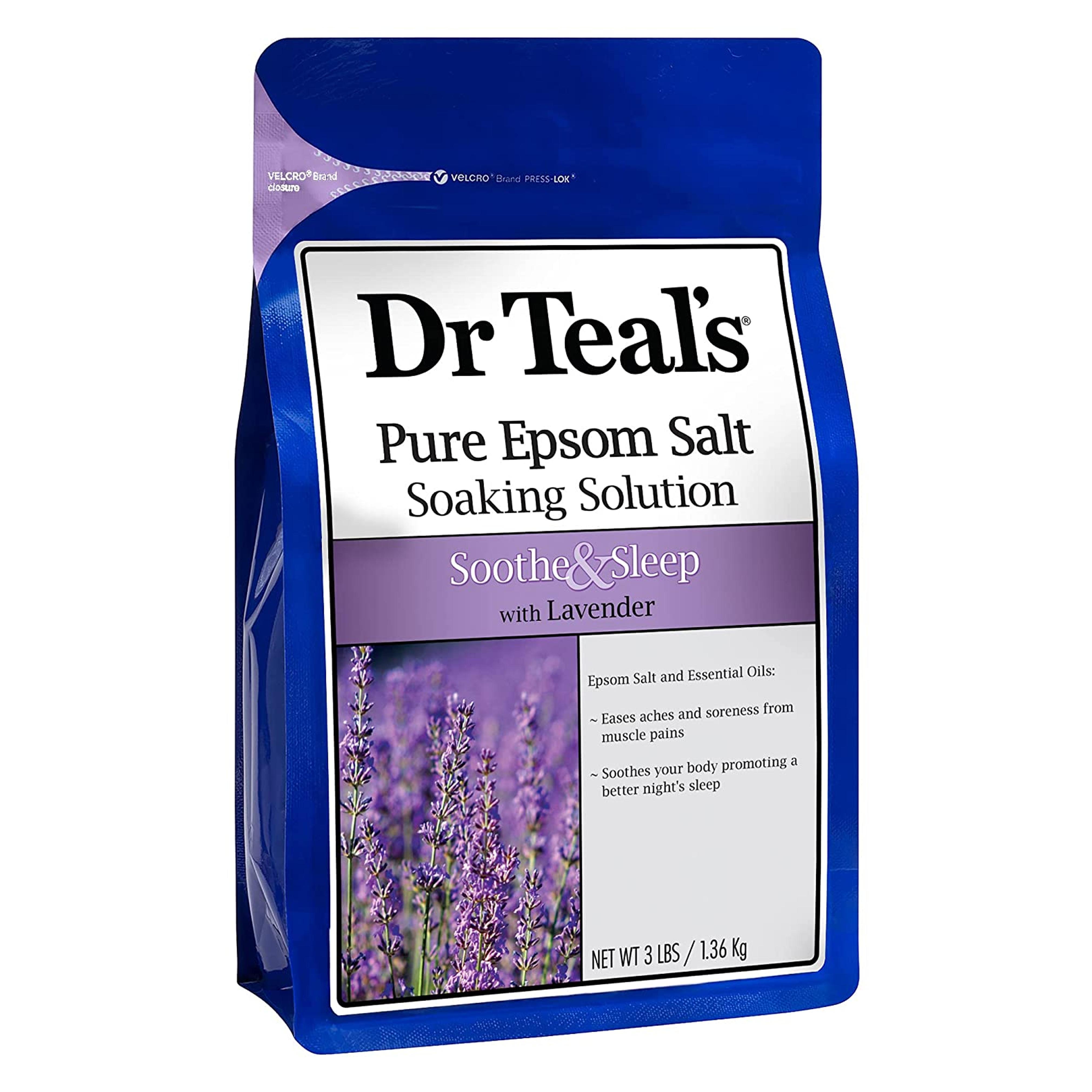 Dr Teal's Epsom Salt Soaking Solution, Soothe & Sleep, Lavender, 3lbs (Packaging May Vary)