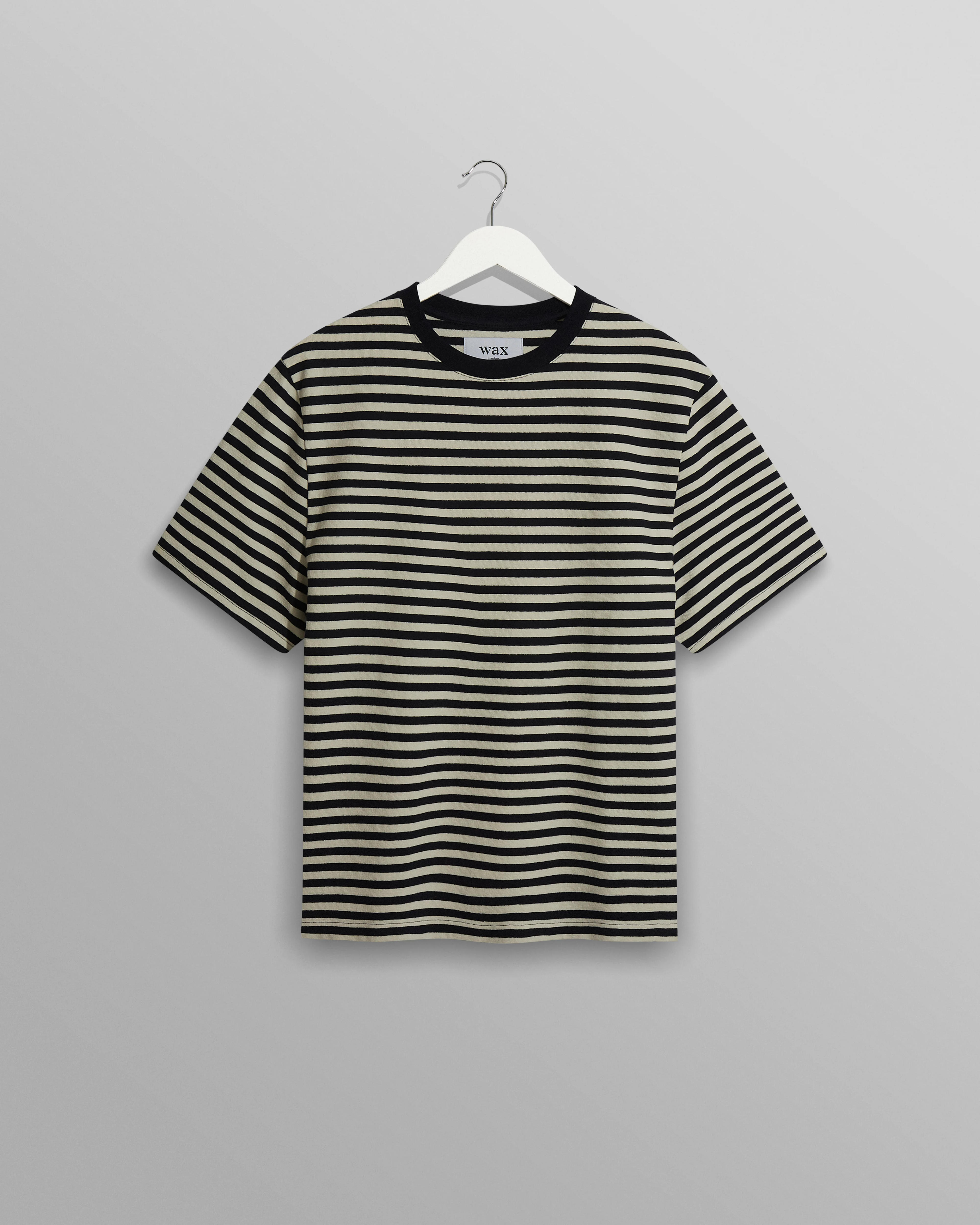 Dean T-Shirt Textured Navy/Ecru Stripe