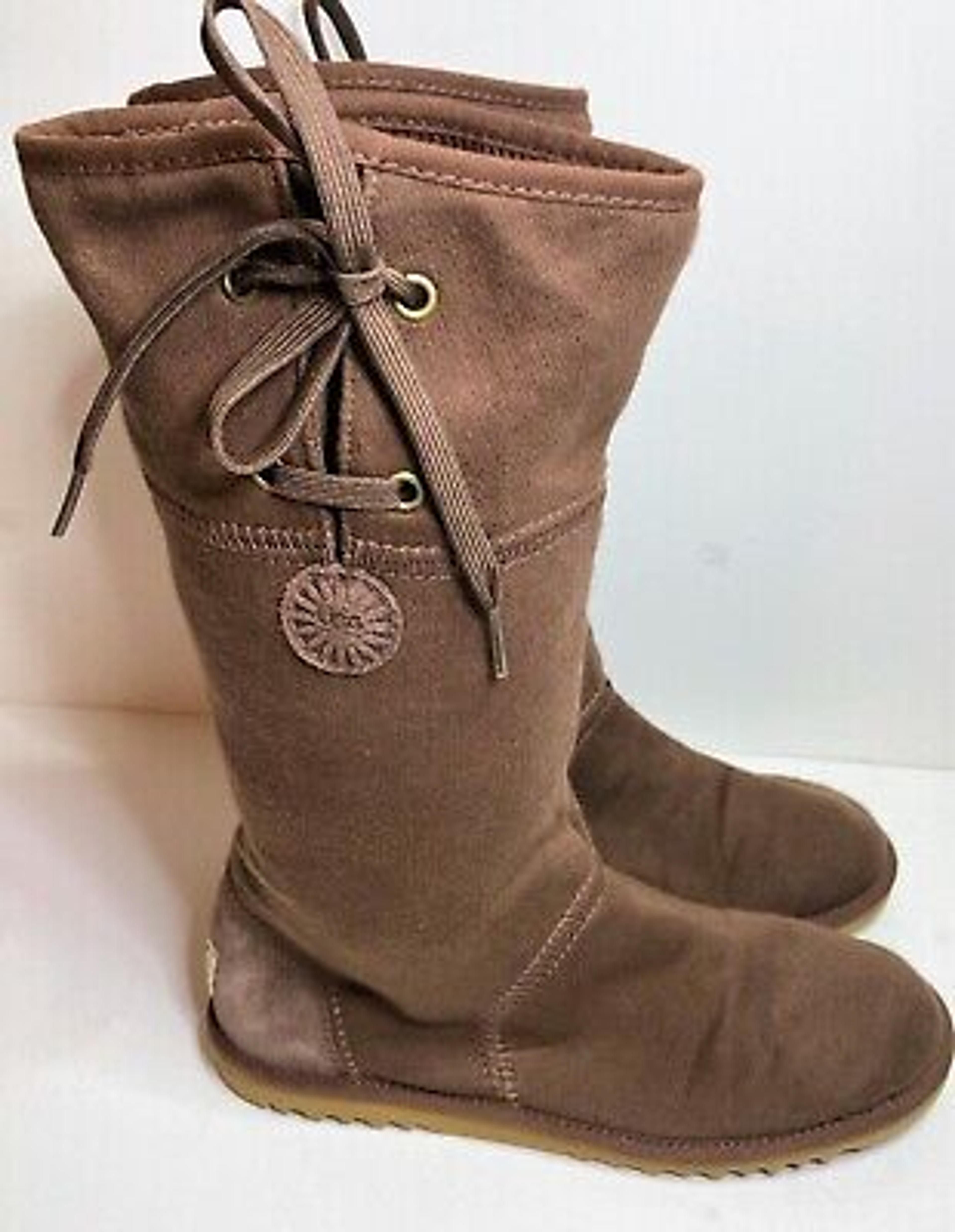 UGG Lo Pro Lace up Drawstring boots Australia Mid Calf Brown 5850 size 8