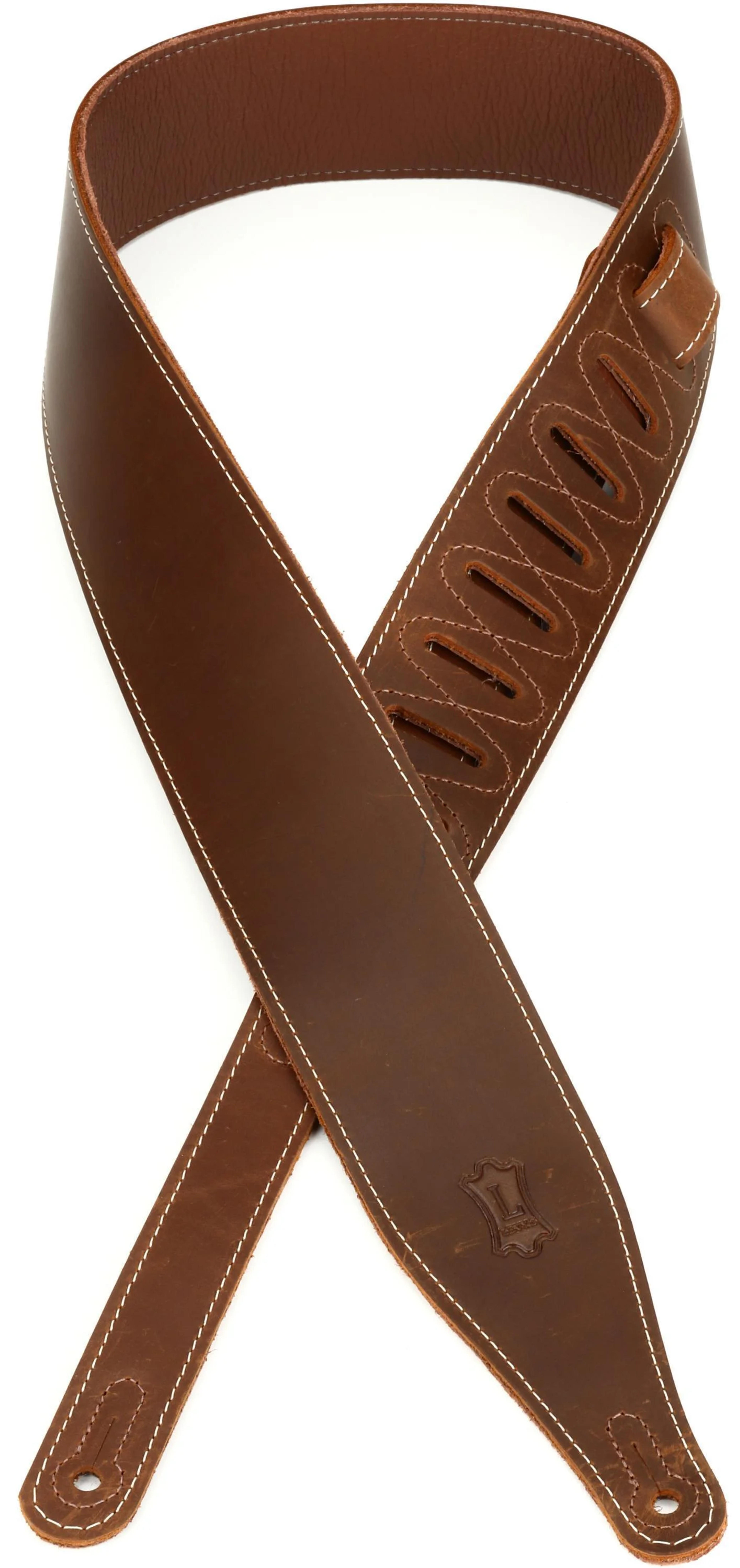 Levy's M17BSS-BRN 2.5" Wide Pull-Up Butter Leather Guitar Strap - Brown Sweetwater Exclusive