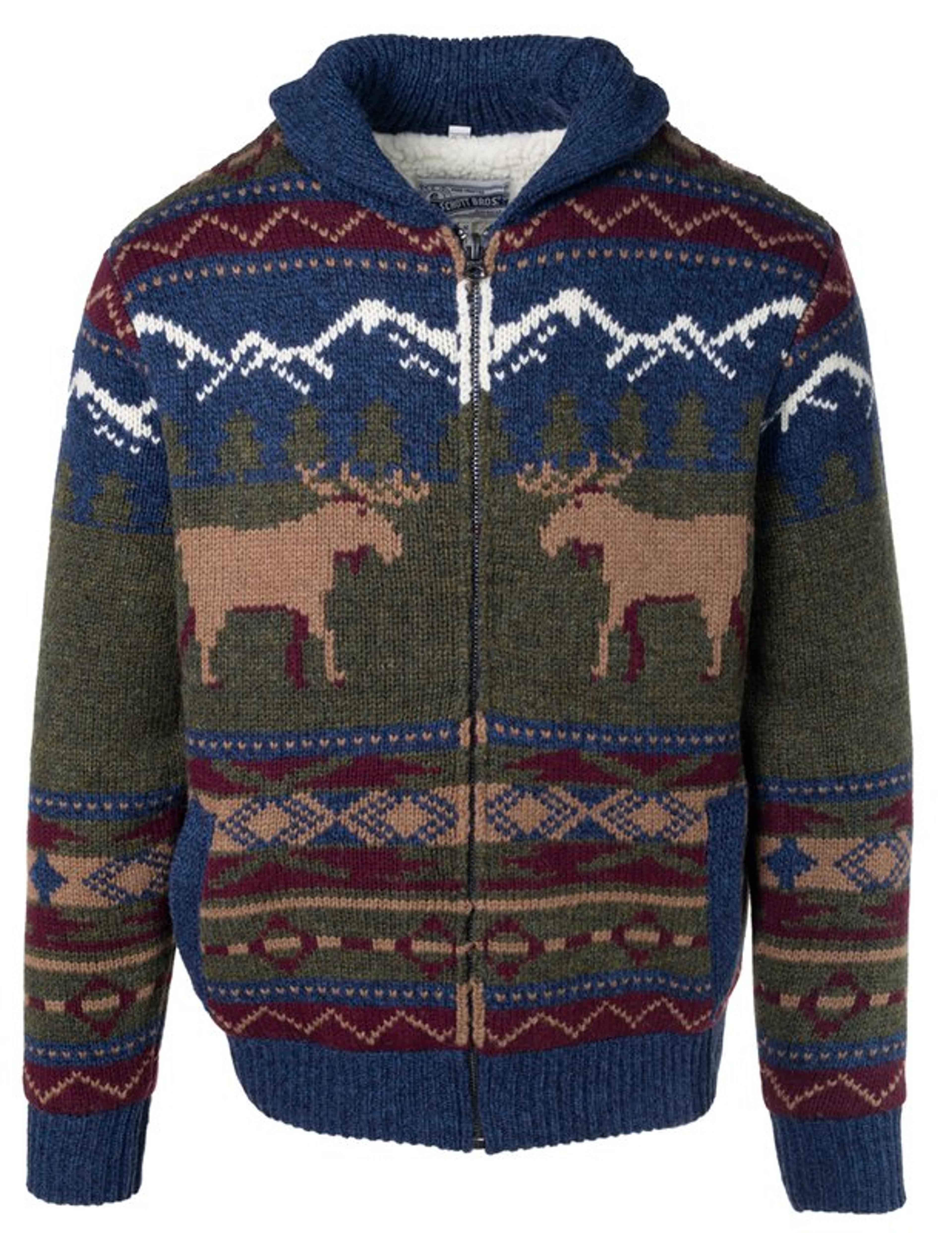 Heavyweight Wool Sherpa Lined Moose Sweater Jacket F2239
